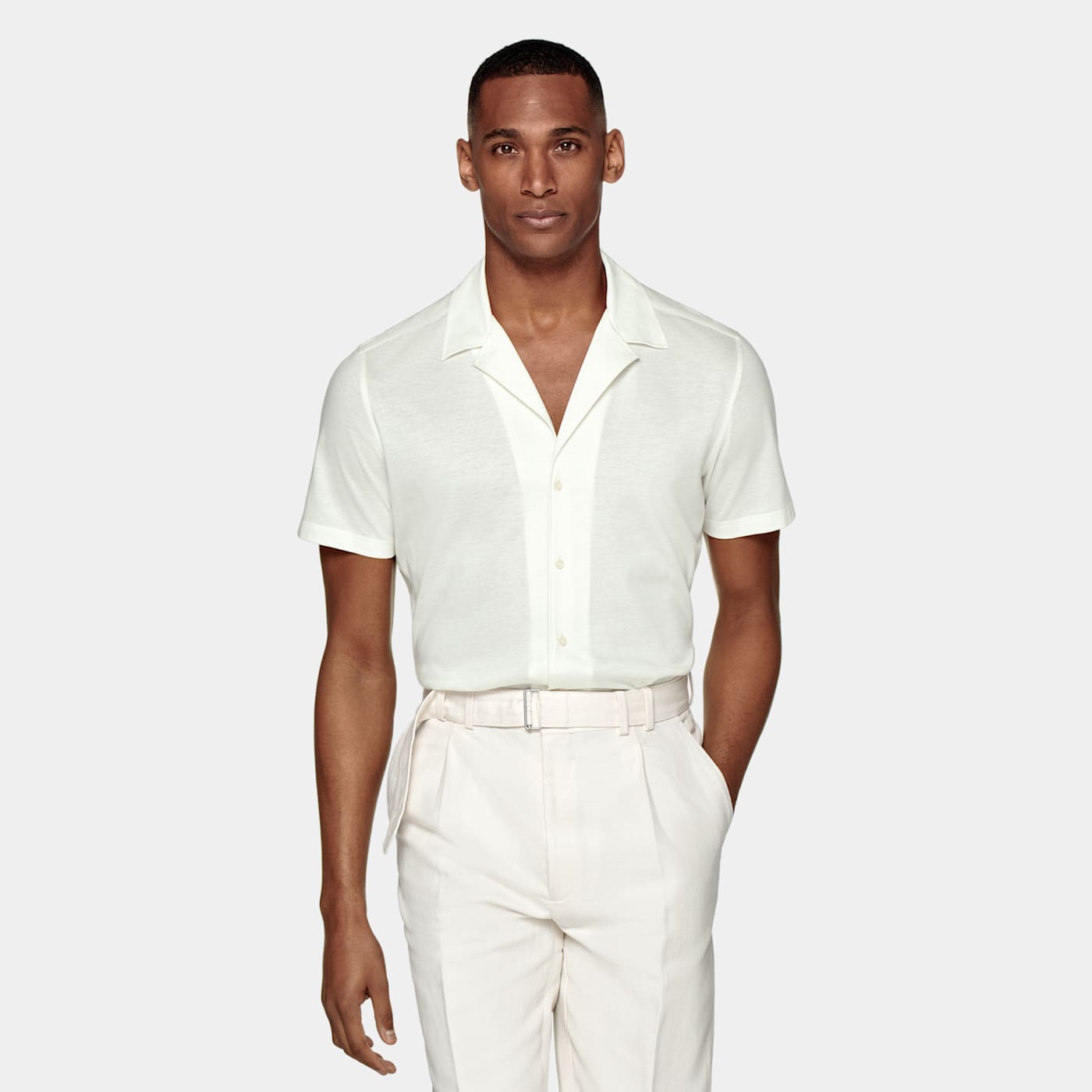 Suitsupply Off-white Camp Collar Extra Slim Fit Shirt