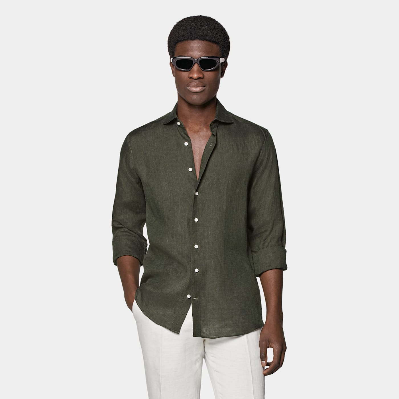 Suitsupply Green Slim Fit Shirt In Blue