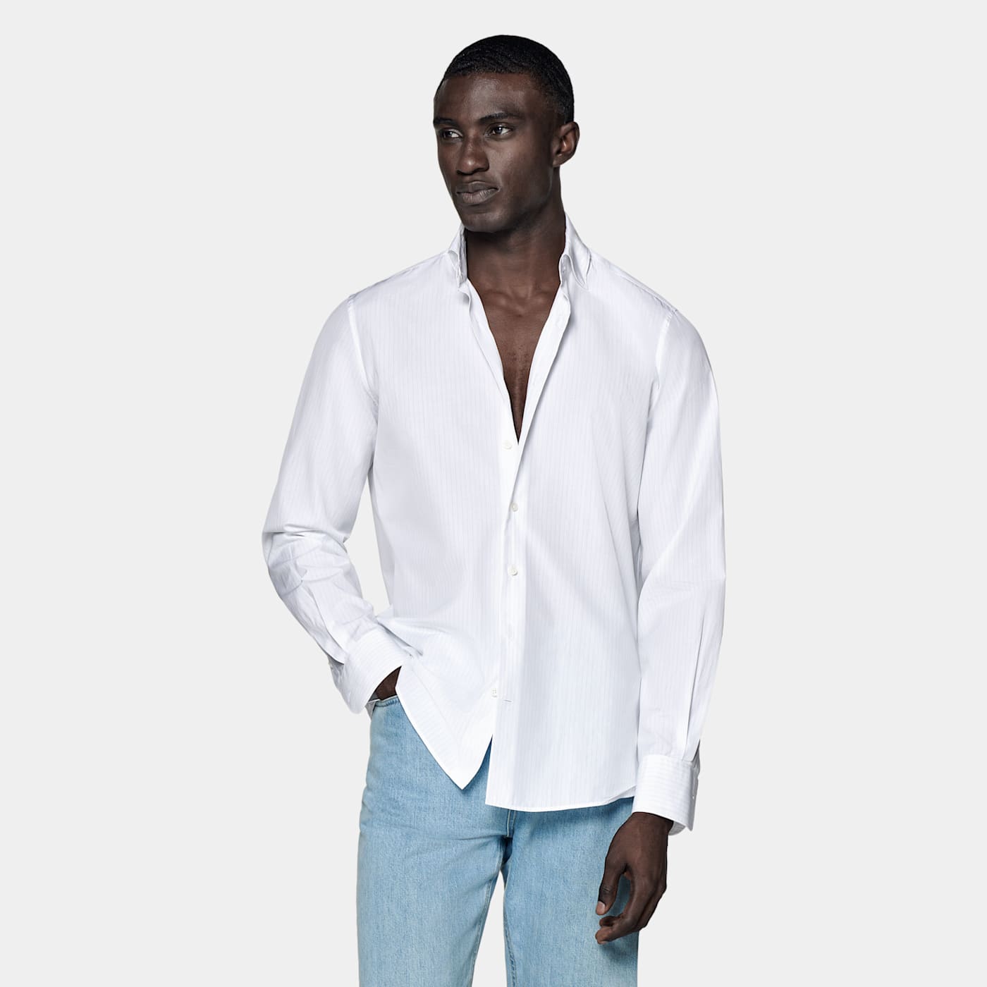 Suitsupply White Striped Slim Fit Shirt