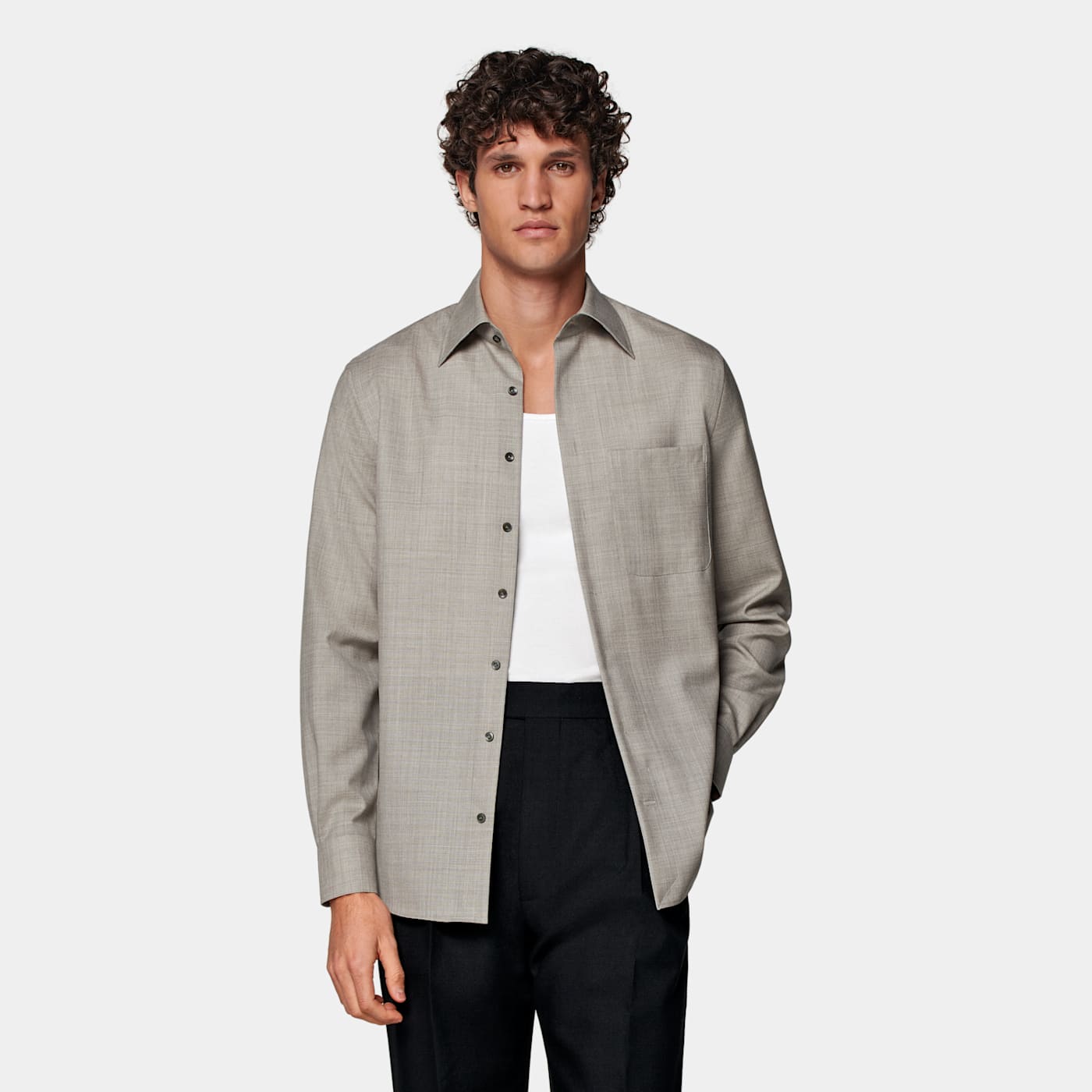 Suitsupply Light Taupe Slim Fit Shirt In Gray