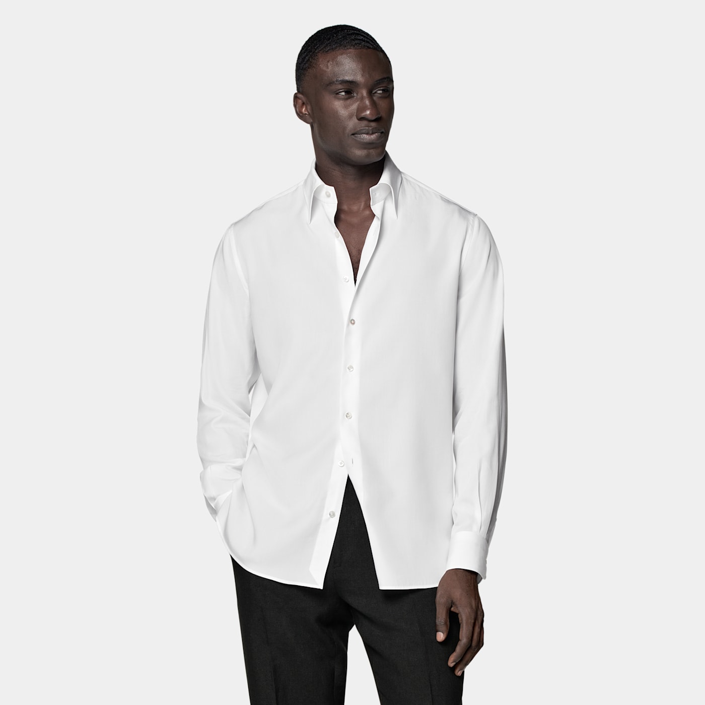 Suitsupply White Large Classic Collar Slim Fit Shirt