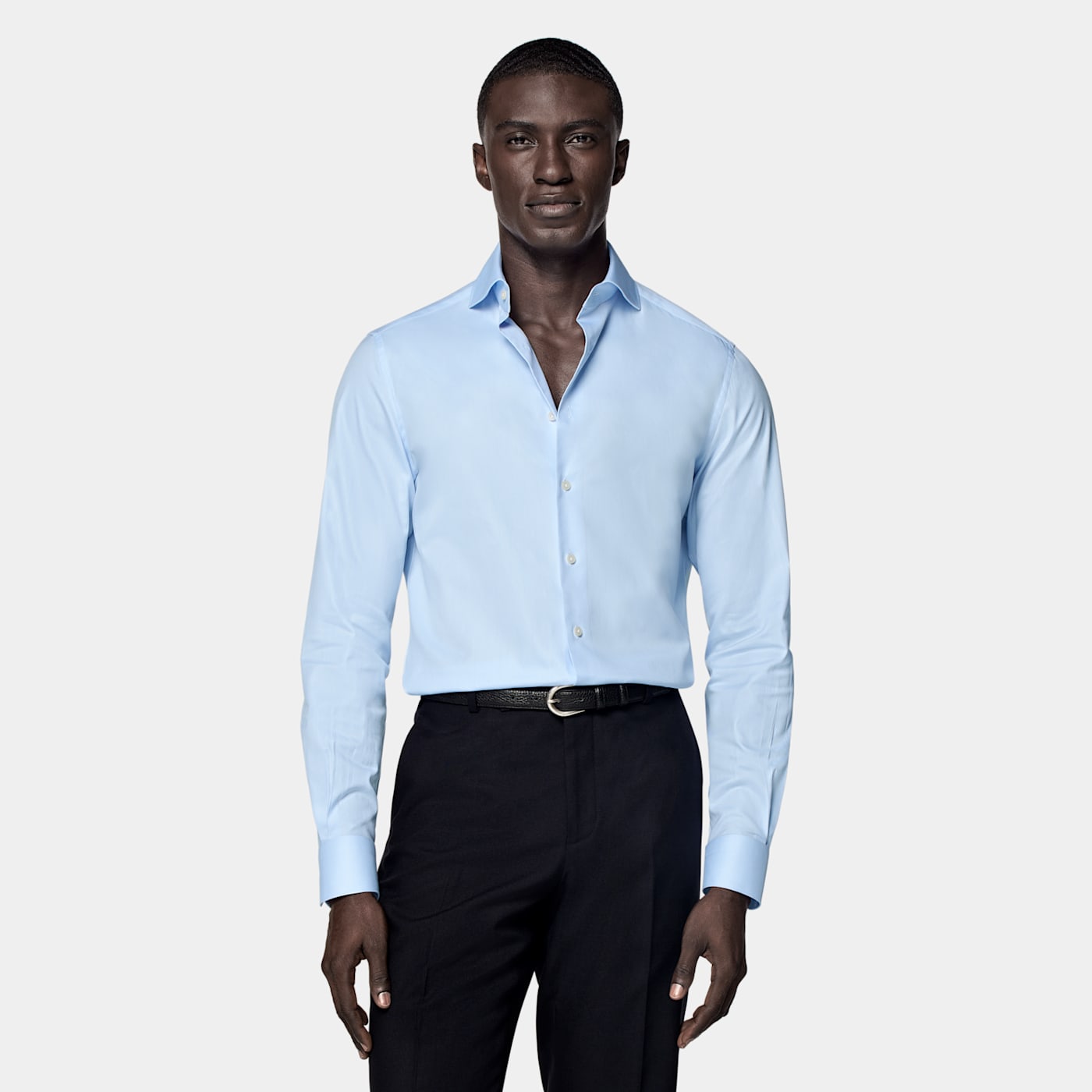 Suitsupply Light Blue Twill Tailored Fit Shirt