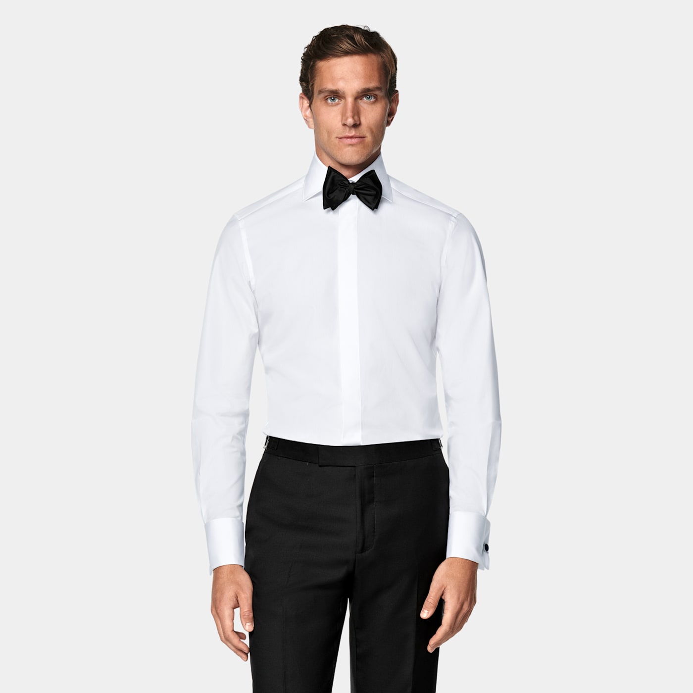 Suitsupply White Twill Tailored Fit Tuxedo Shirt