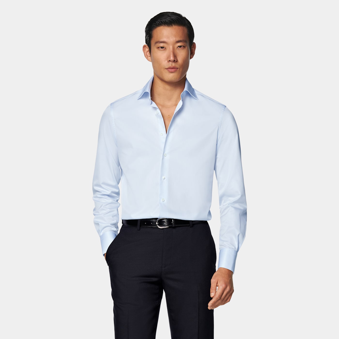 Suitsupply Light Blue Twill Tailored Fit Shirt