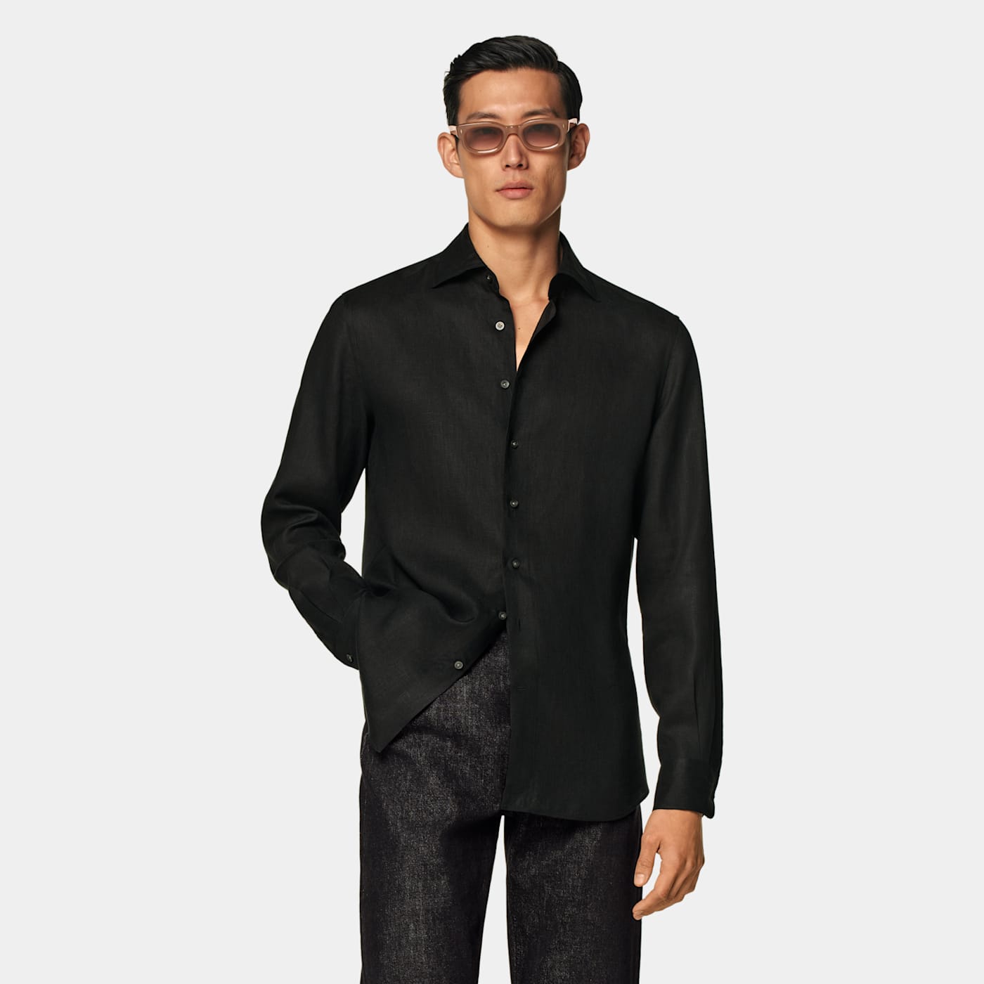Suitsupply Black Tailored Fit Shirt
