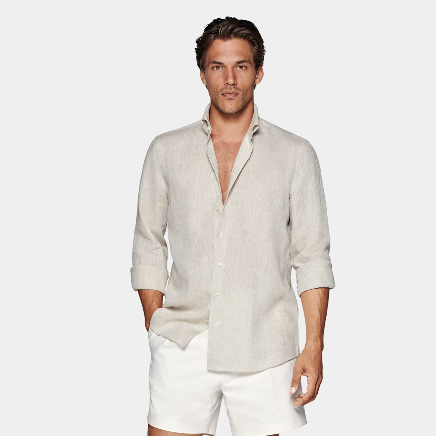 Shop Suitsupply Sand Tailored Fit Shirt