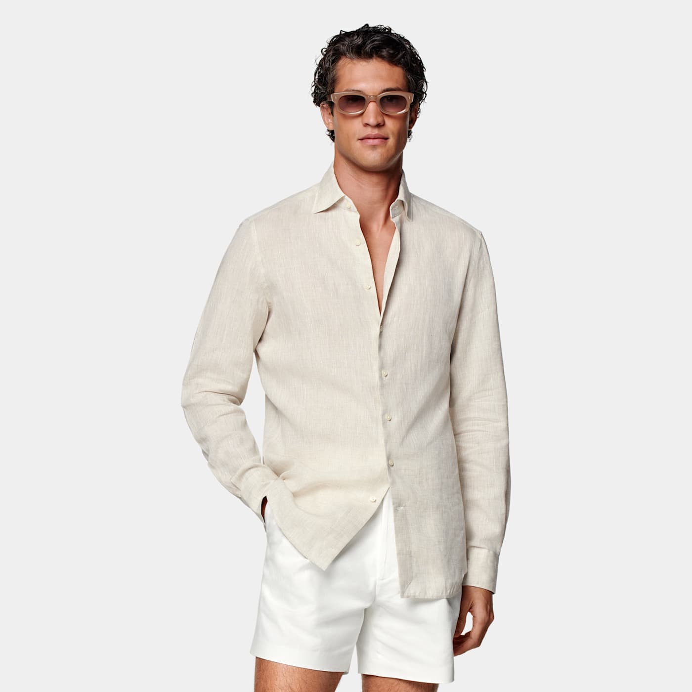 Shop Suitsupply Sand Tailored Fit Shirt