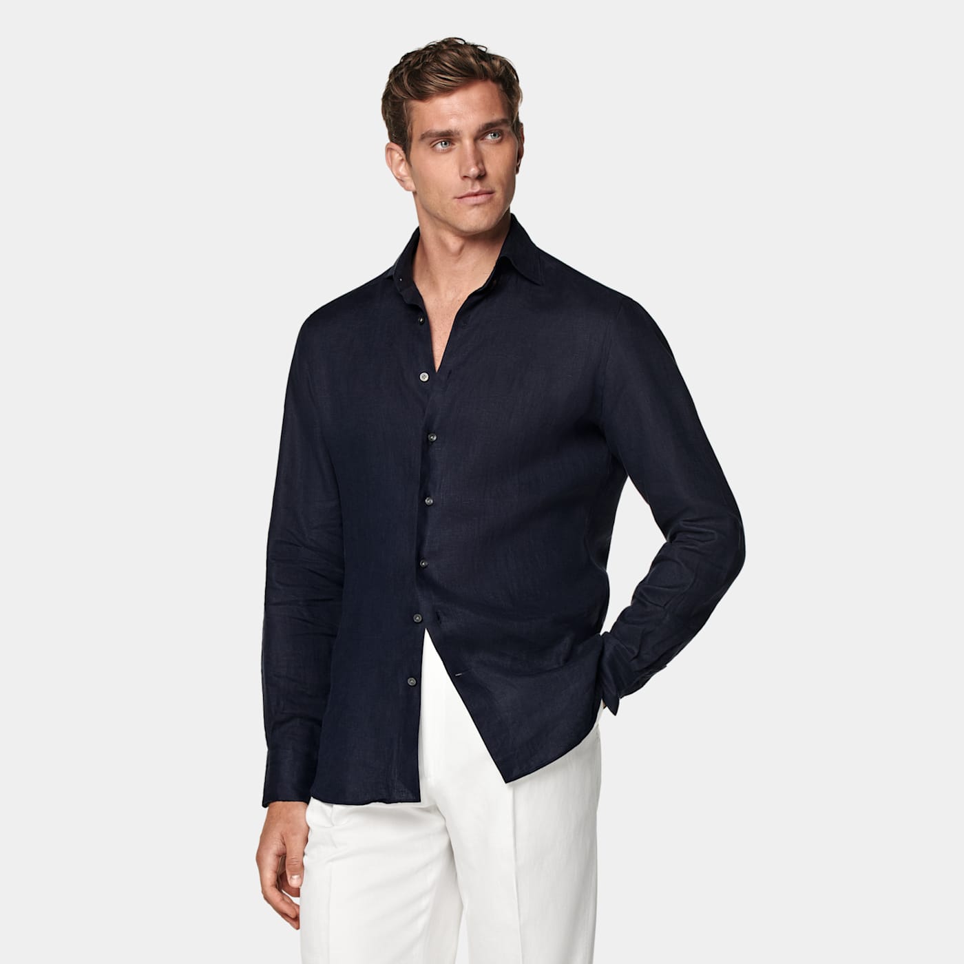 Suitsupply Navy Tailored Fit Shirt