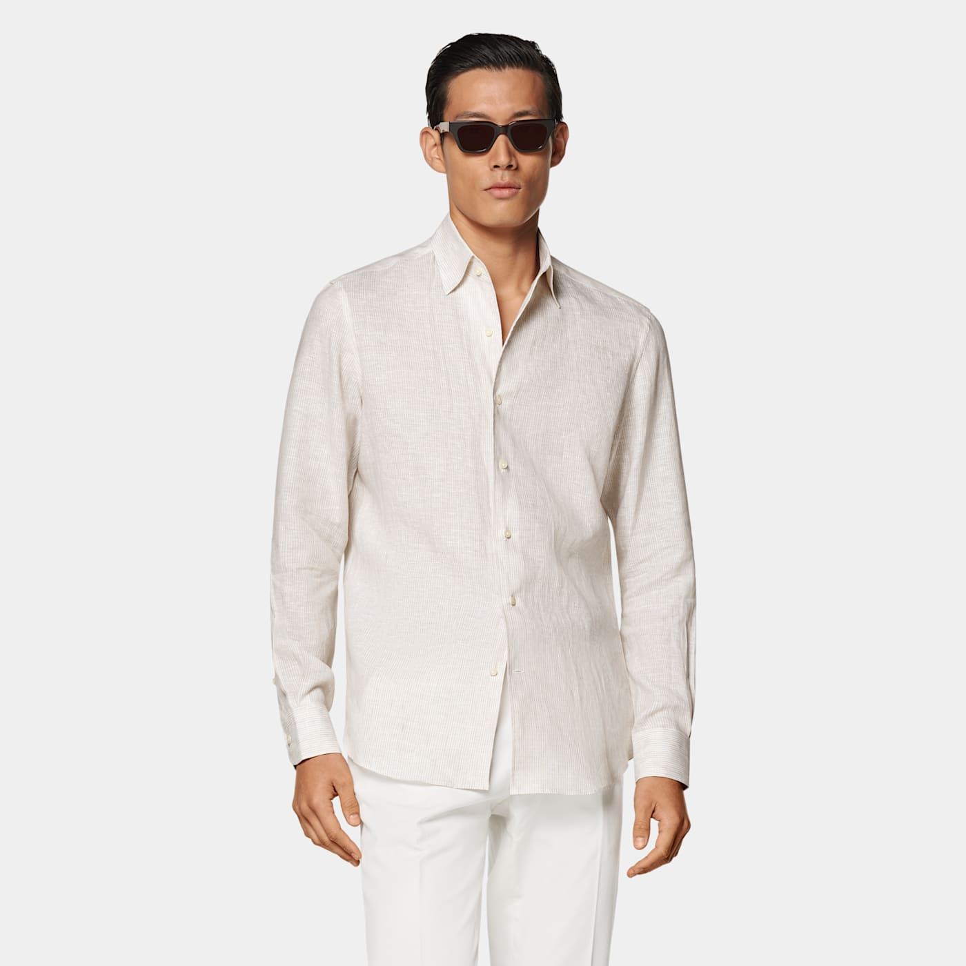 Suitsupply Sand Striped Tailored Fit Shirt