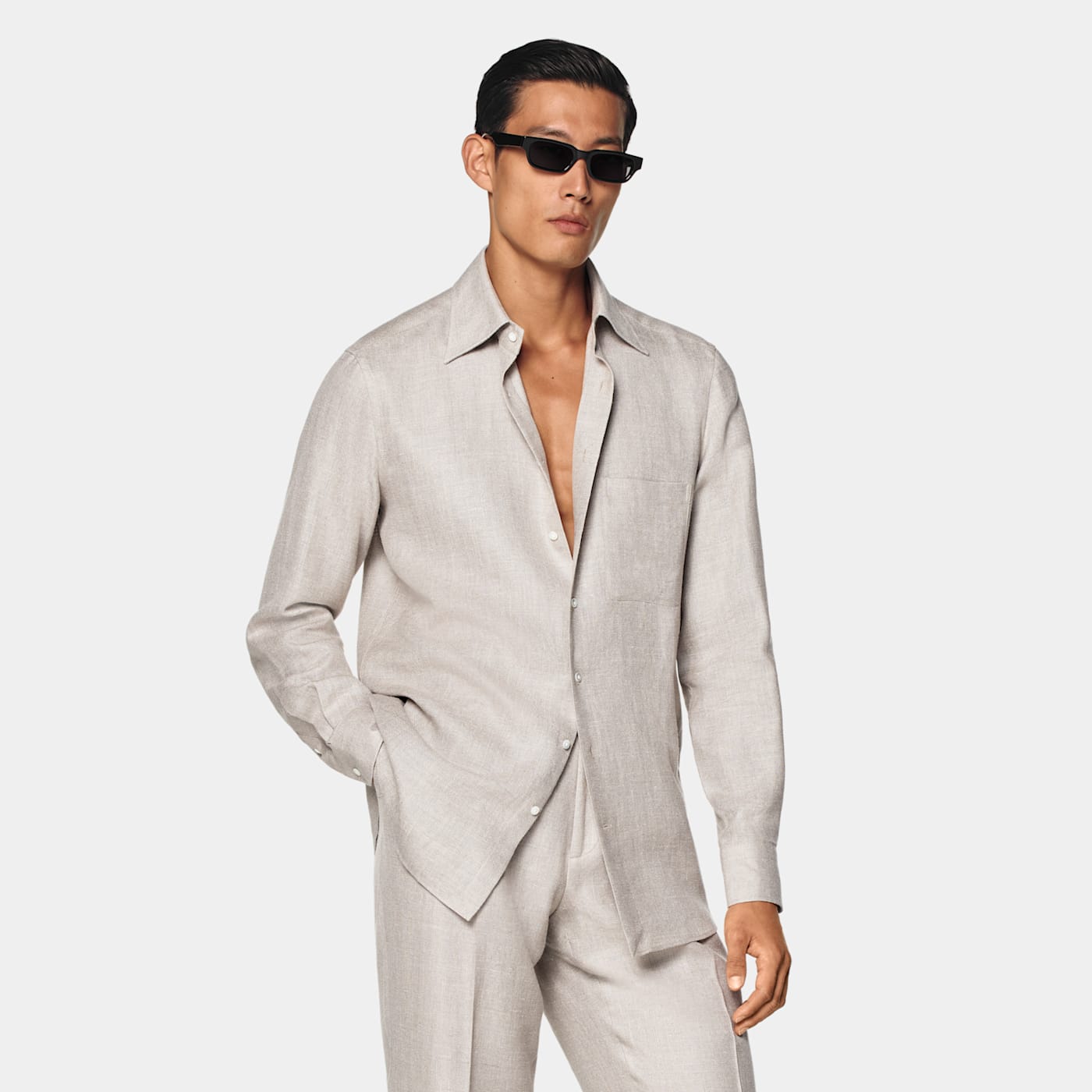 Suitsupply Light Taupe Relaxed Fit Shirt