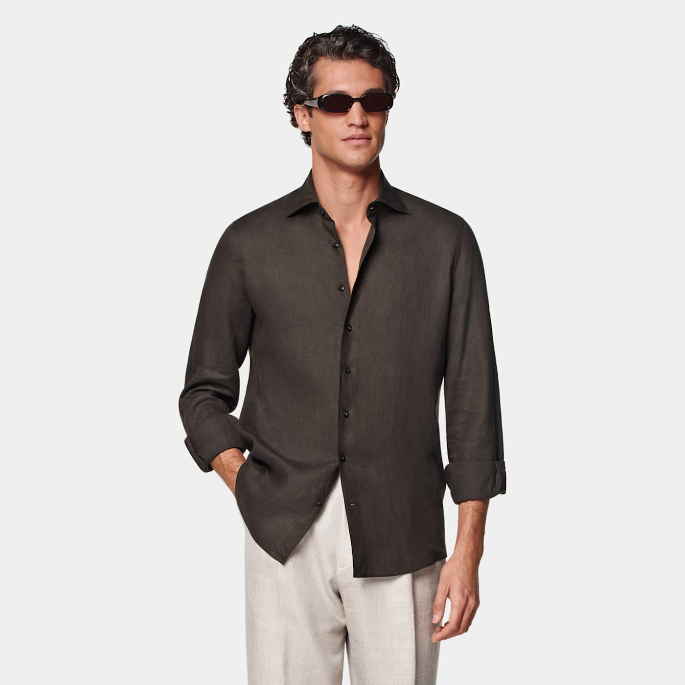 Suitsupply Dark Brown Relaxed Fit Shirt