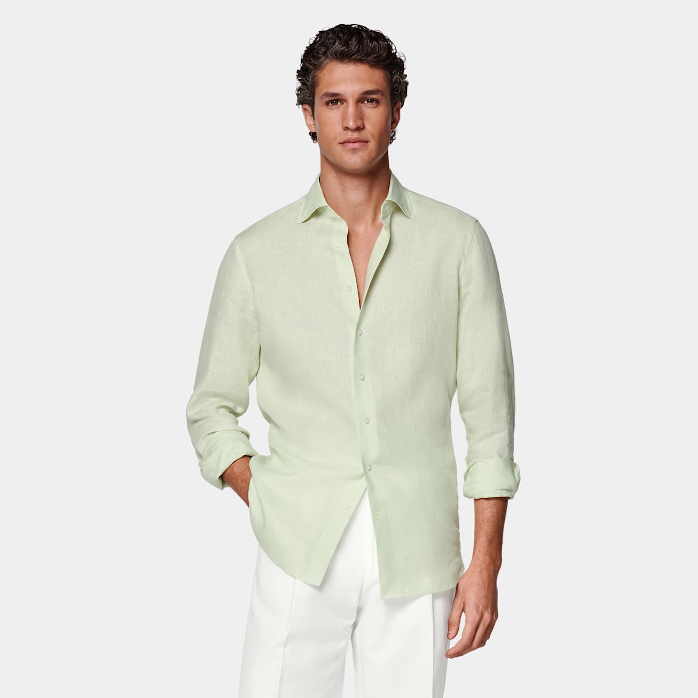 Suitsupply Light Green Linen Shirt