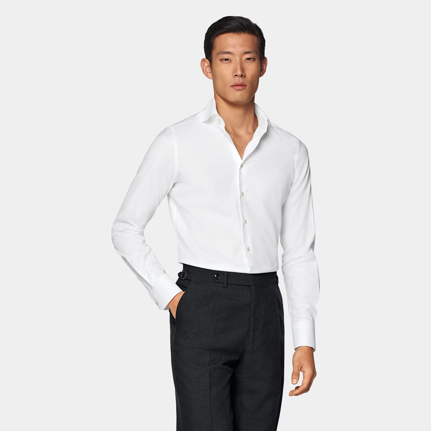 Suitsupply Chemise Coupe Très Ajustée En Twill Blanche