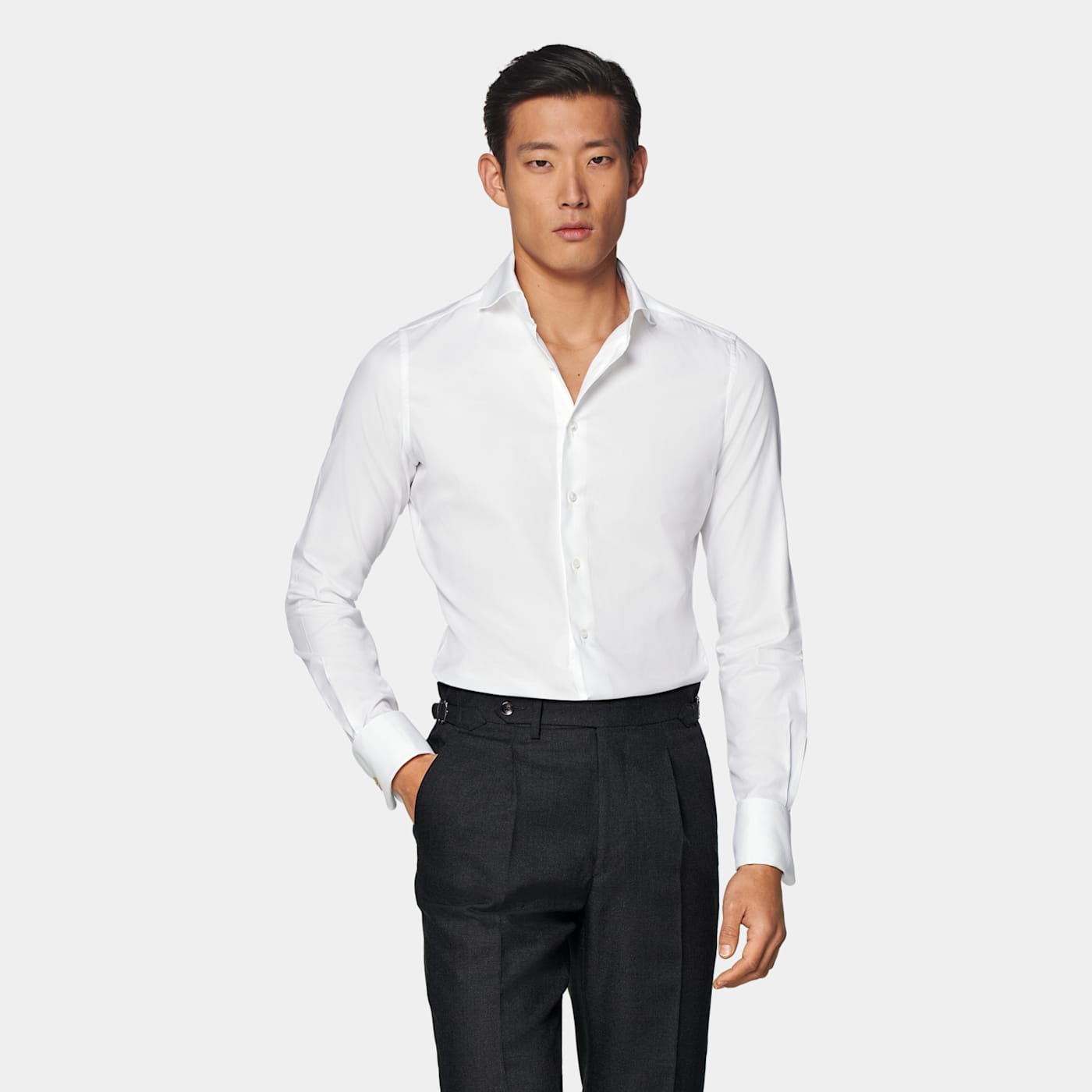 Suitsupply White Double Cuff Slim Fit Shirt