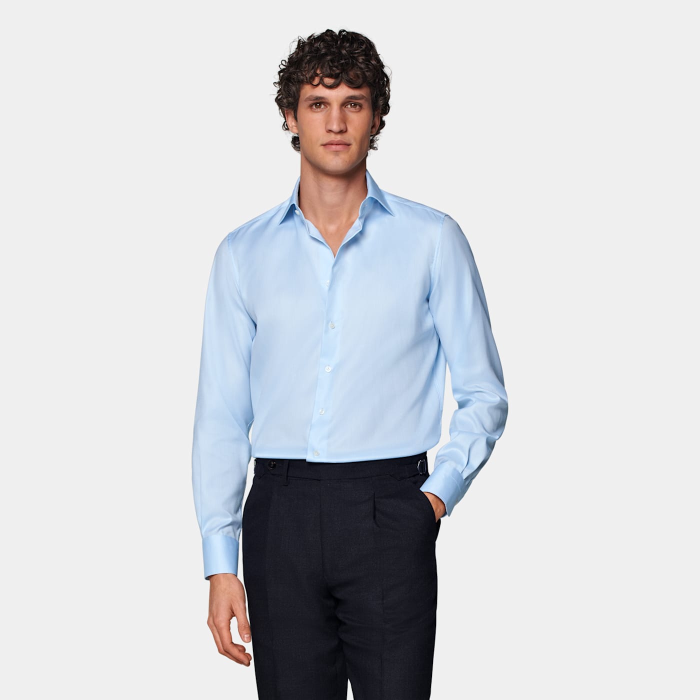 Shop Suitsupply Light Blue Royal Oxford Slim Fit Shirt