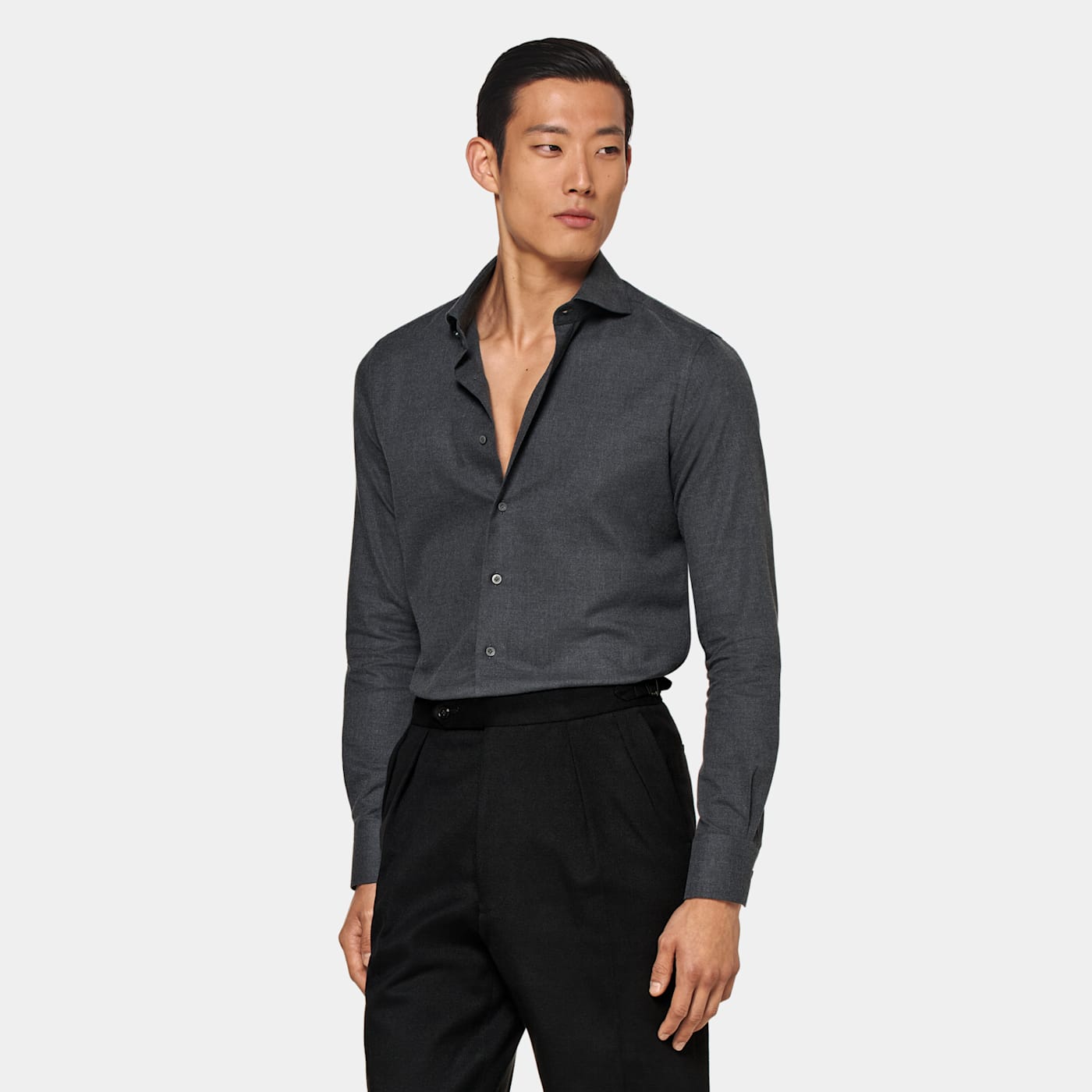 Shop Suitsupply Dark Grey Slim Fit Shirt