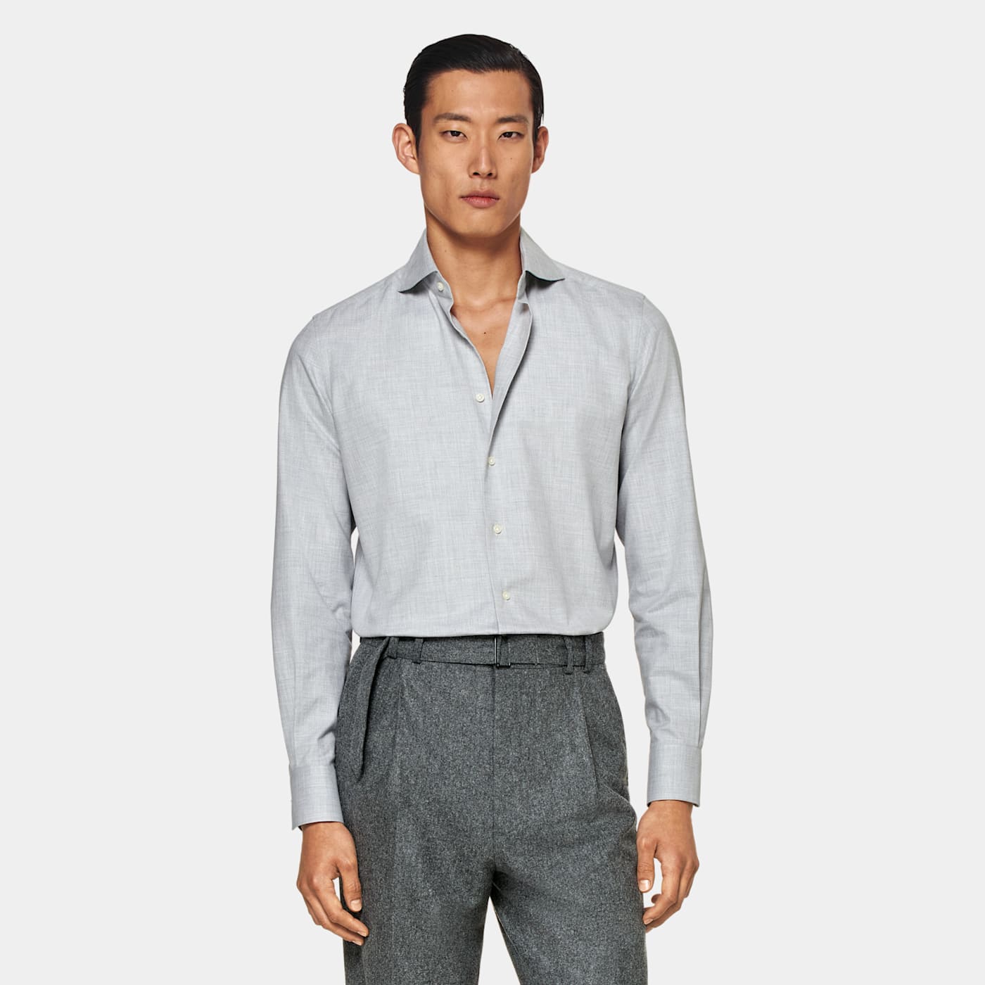 Shop Suitsupply Light Grey Slim Fit Shirt