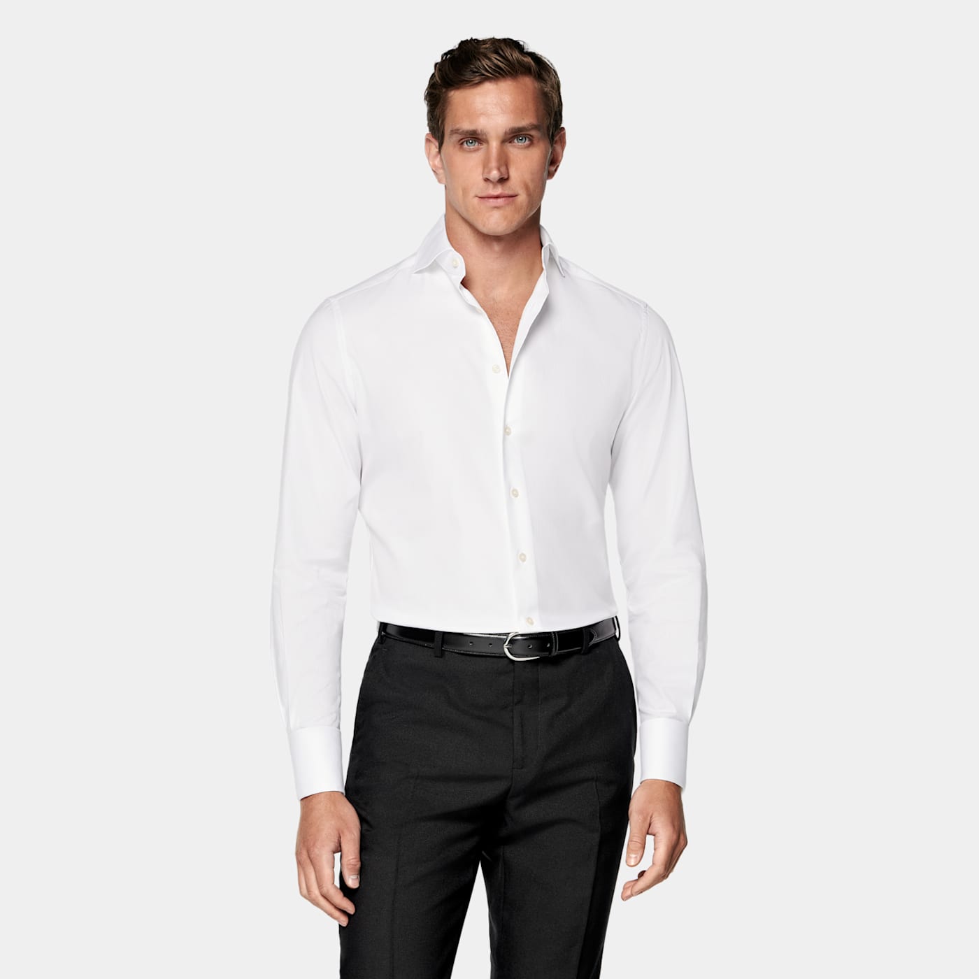 Suitsupply White Classic Collar One Piece Tailored Fit Shirt