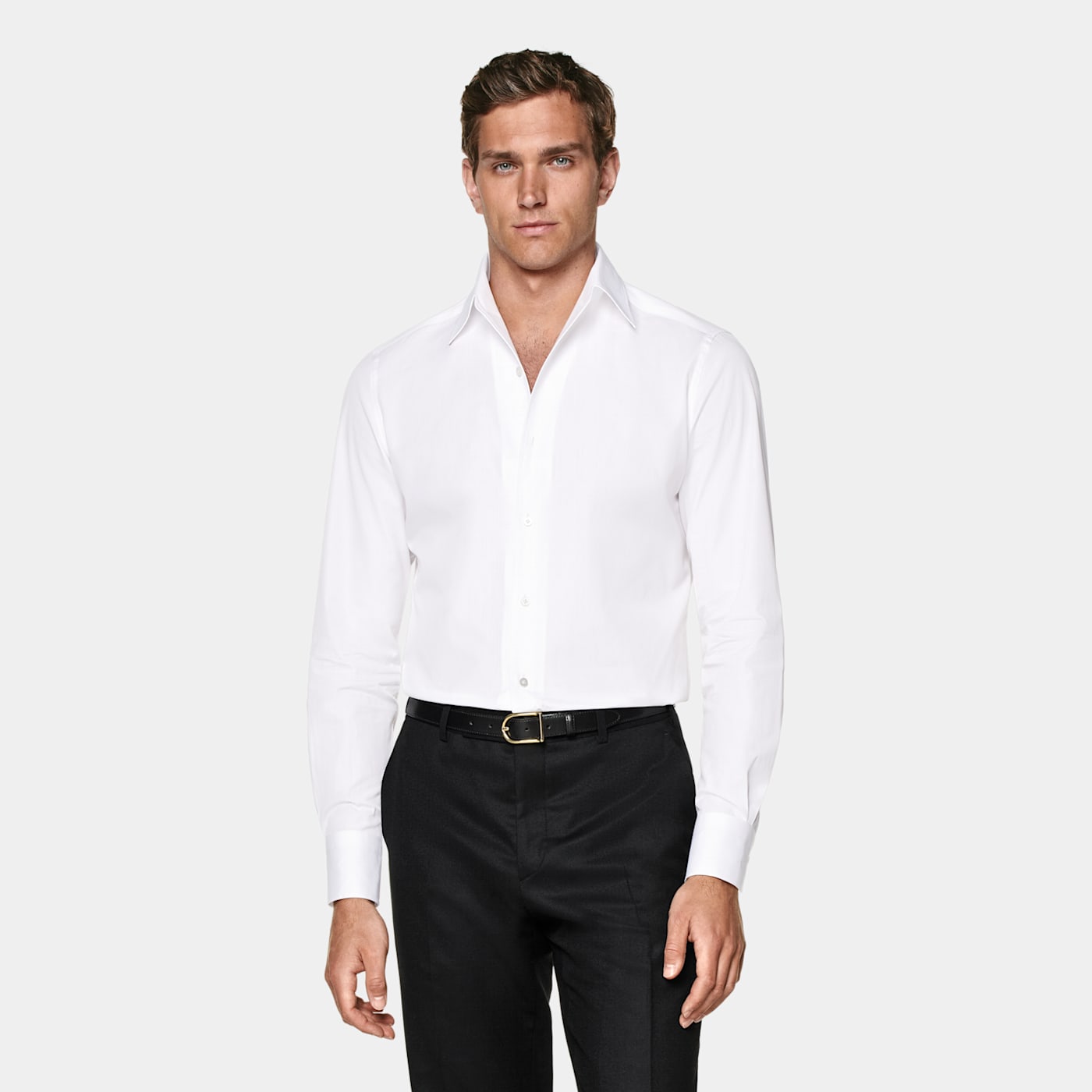 Suitsupply White Classic Collar One Piece Tailored Fit Shirt
