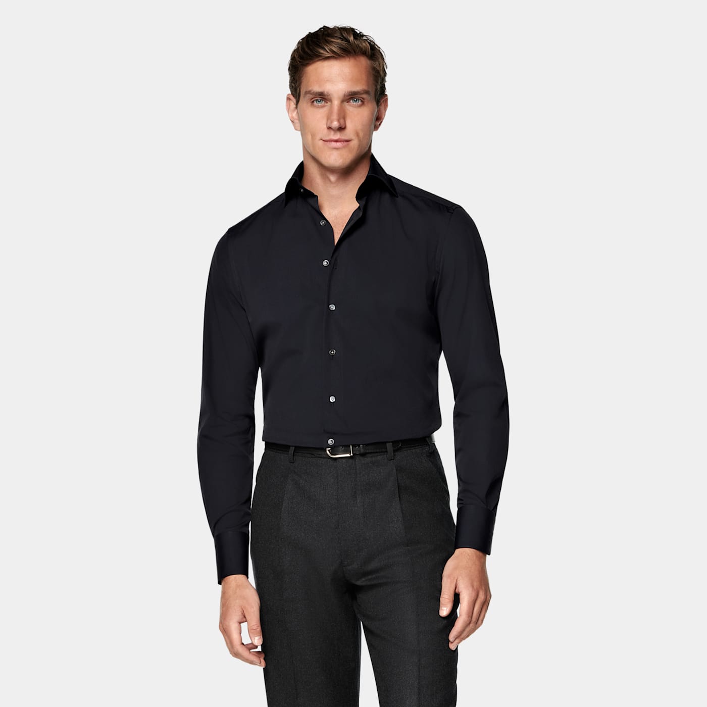Suitsupply Navy Poplin Tailored Fit Shirt