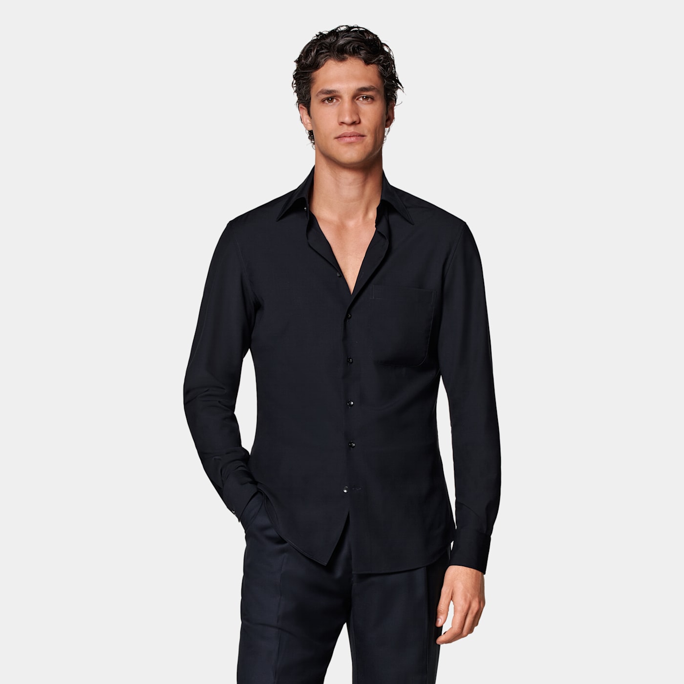 Suitsupply Navy Tailored Fit Shirt