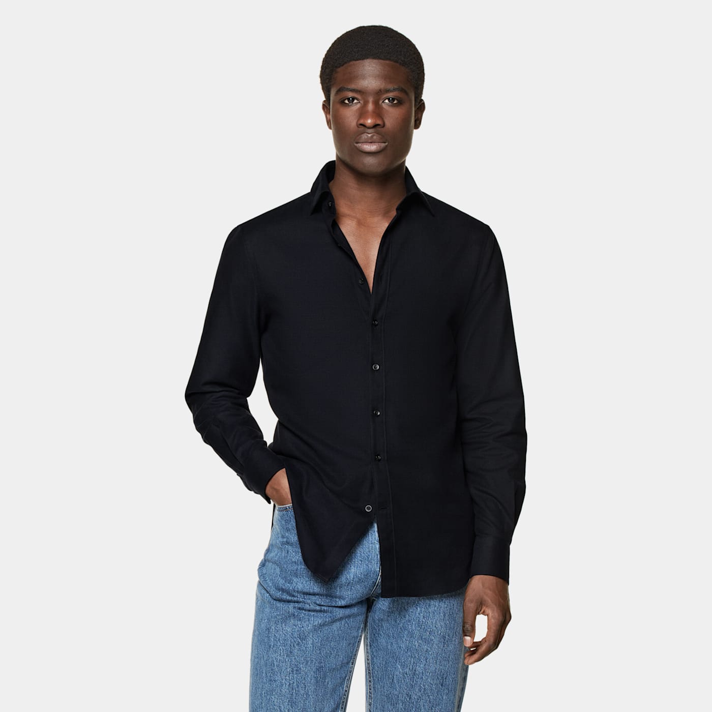 Suitsupply Navy Tailored Fit Shirt