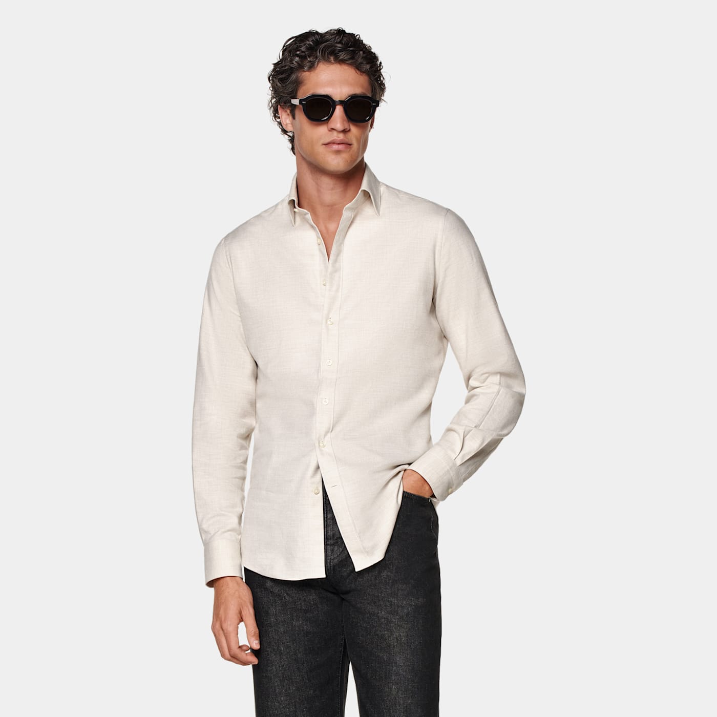Suitsupply Sand Tailored Fit Shirt In Neutral