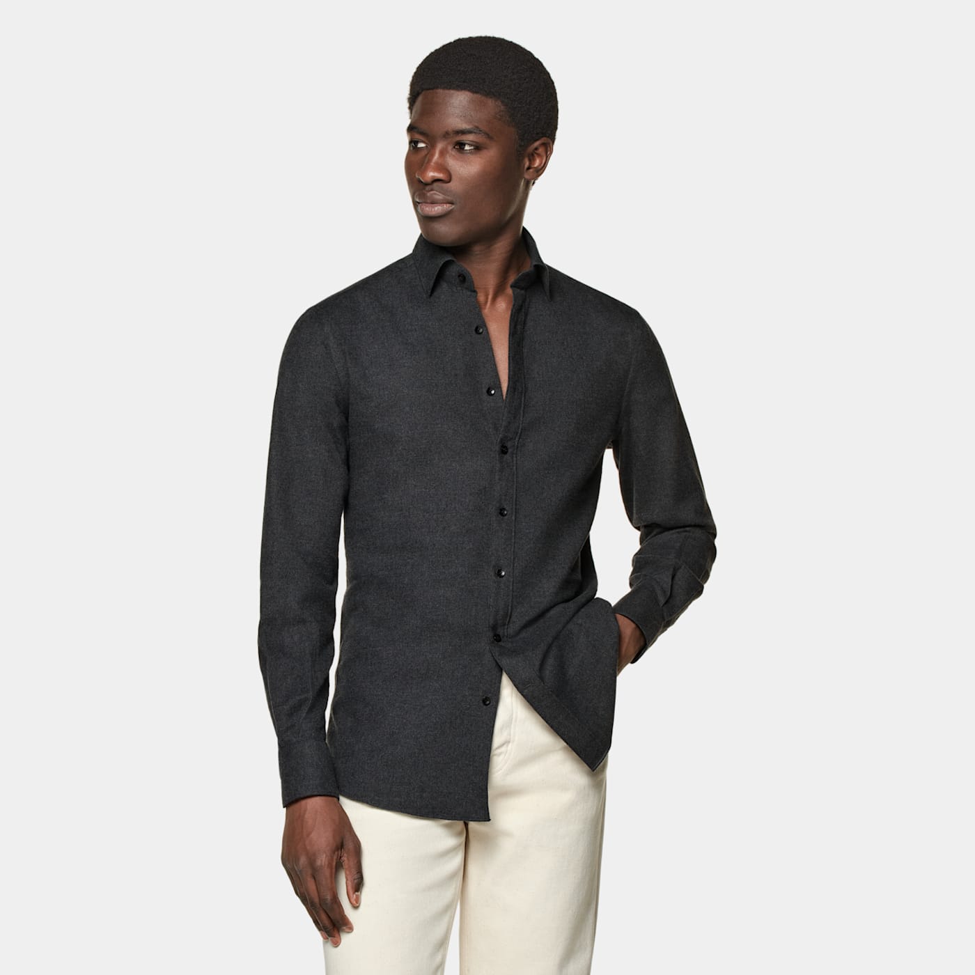 Suitsupply Dark Grey Tailored Fit Shirt