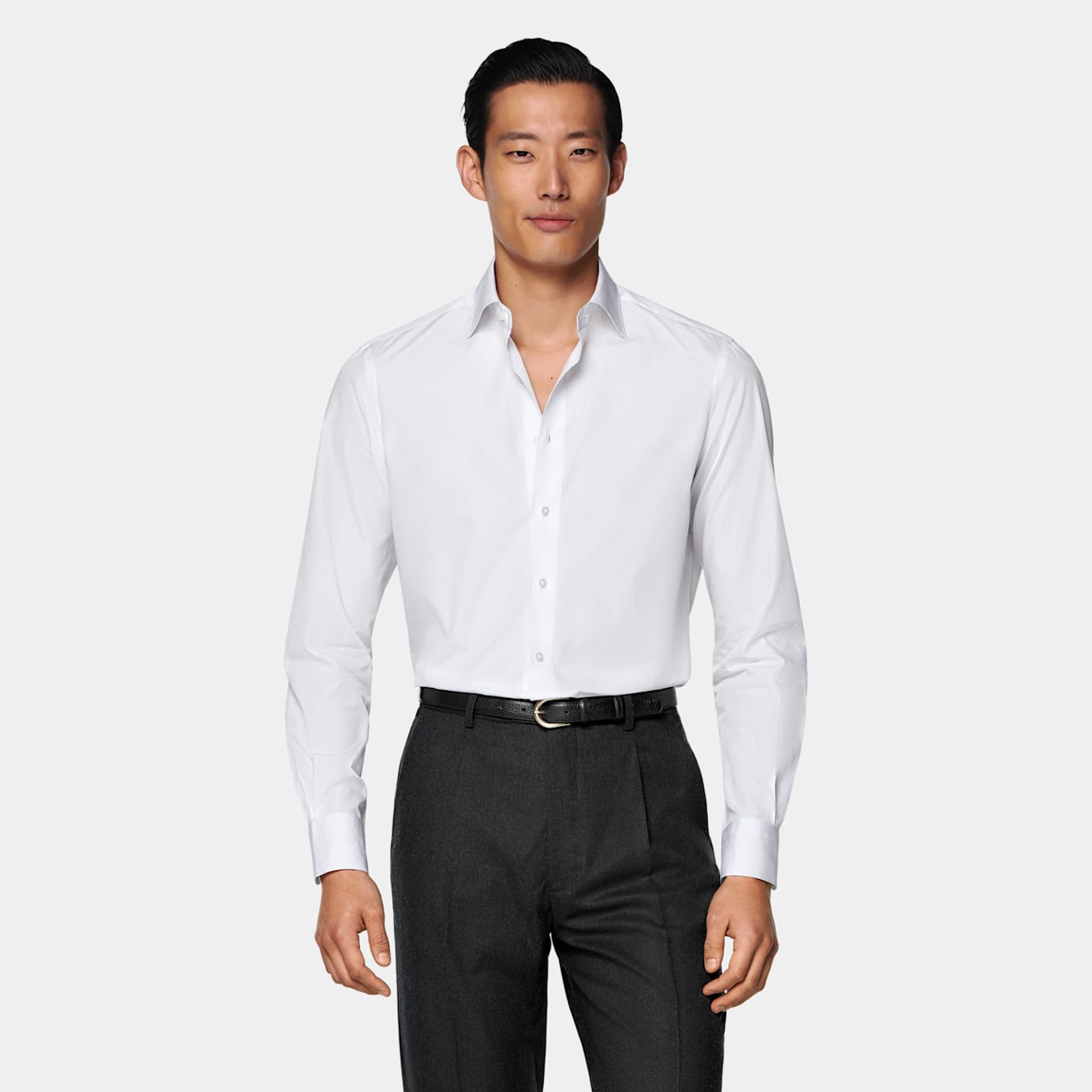 Suitsupply Light Grey Striped Widespread Collar Shirt In Gray