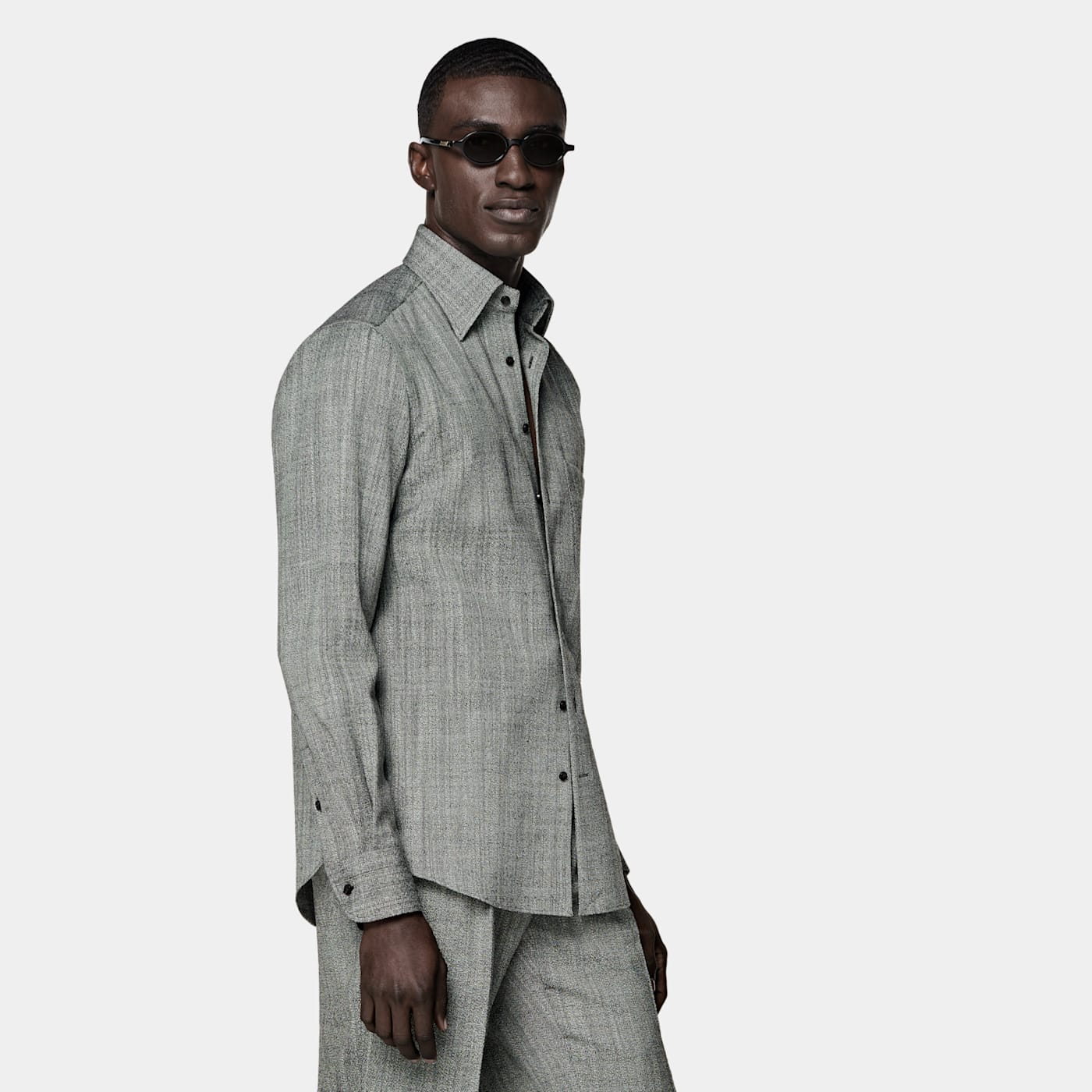 Suitsupply Black Wool Blend Shirt In Gray