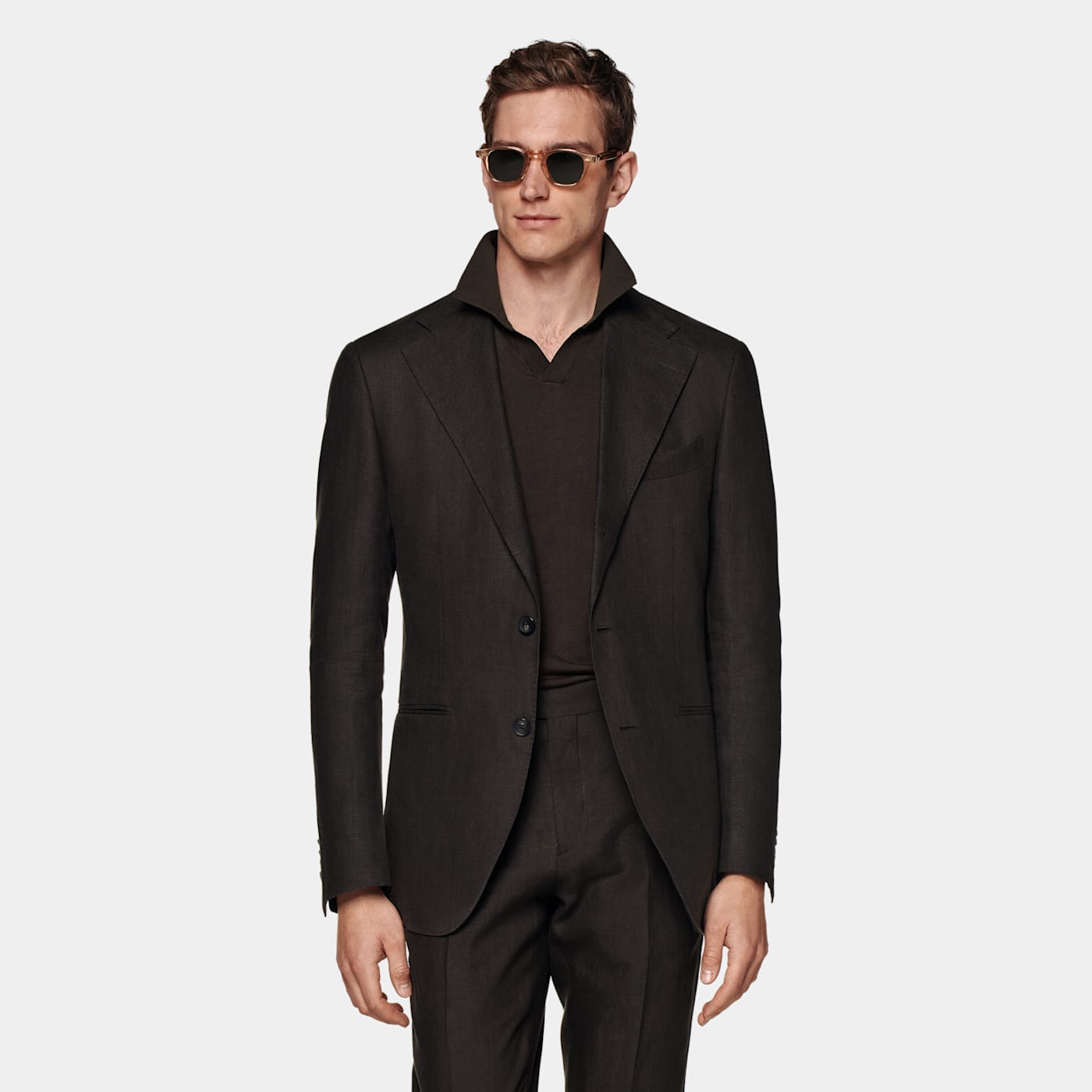 Suitsupply Dark Brown Relaxed Fit Roma Suit In Black