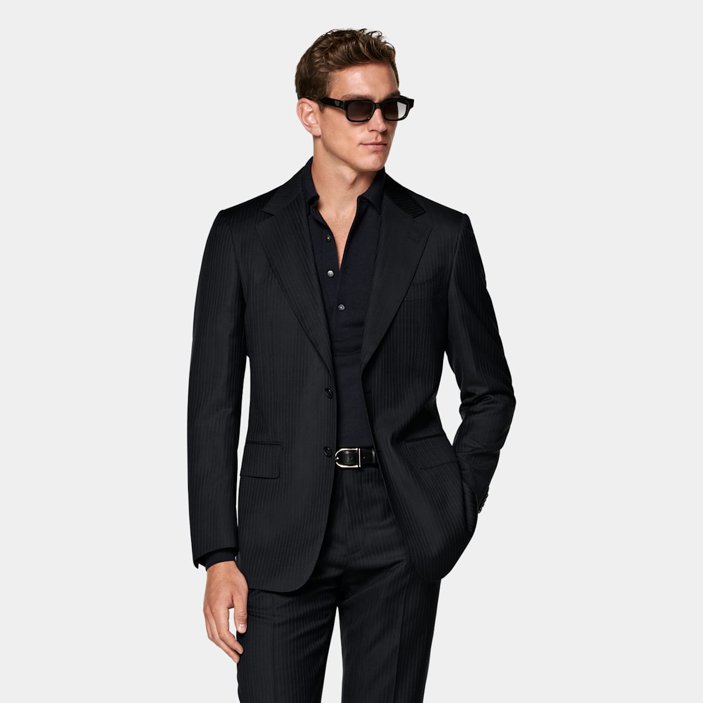 Suitsupply Navy Striped Tailored Fit Milano Suit In Blue