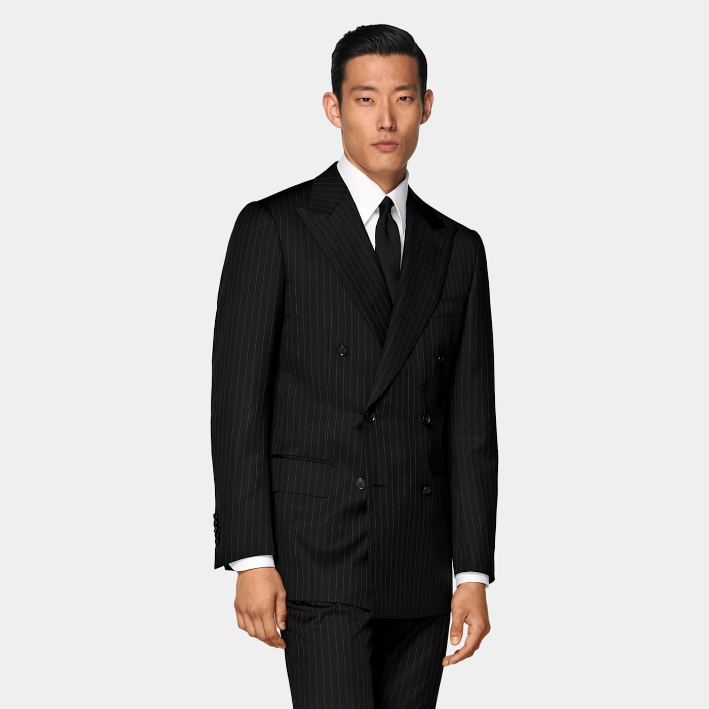 Suitsupply Black Striped Tailored Fit Milano Suit In Black