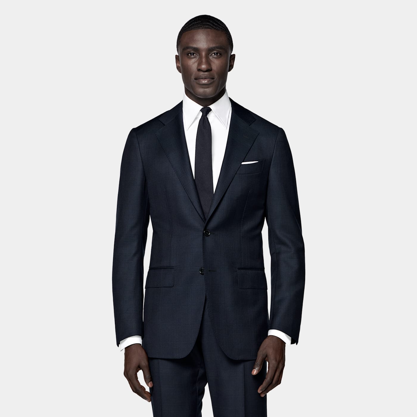 Suitsupply Navy Checked Tailored Fit Havana Suit In Blue
