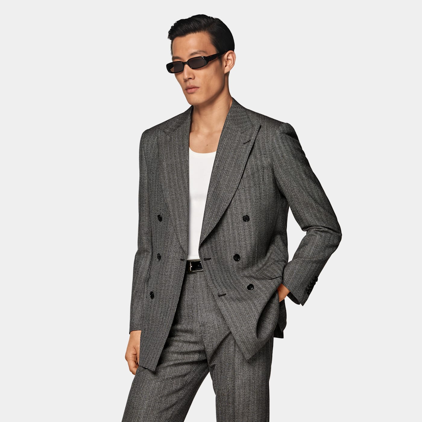 Suitsupply Dark Brown Striped Tailored Fit Milano Suit In Brown