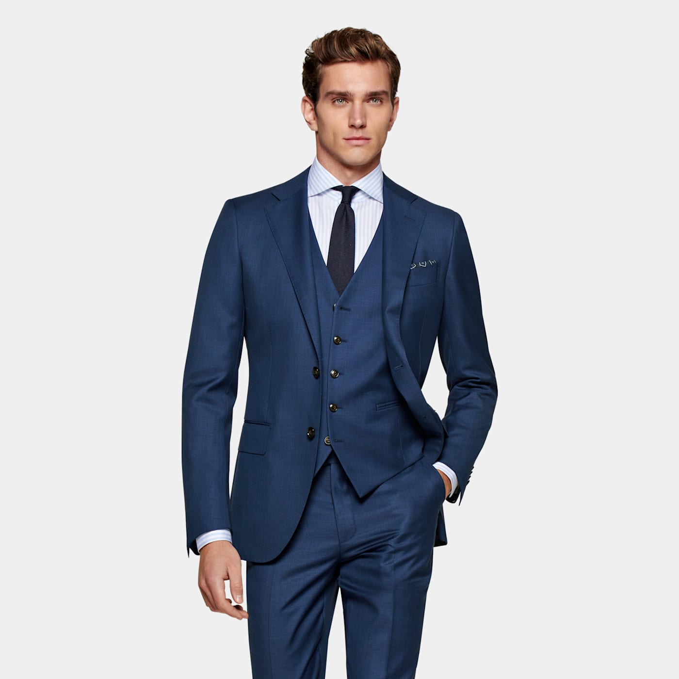 Shop Suitsupply Mid Blue Waistcoat
