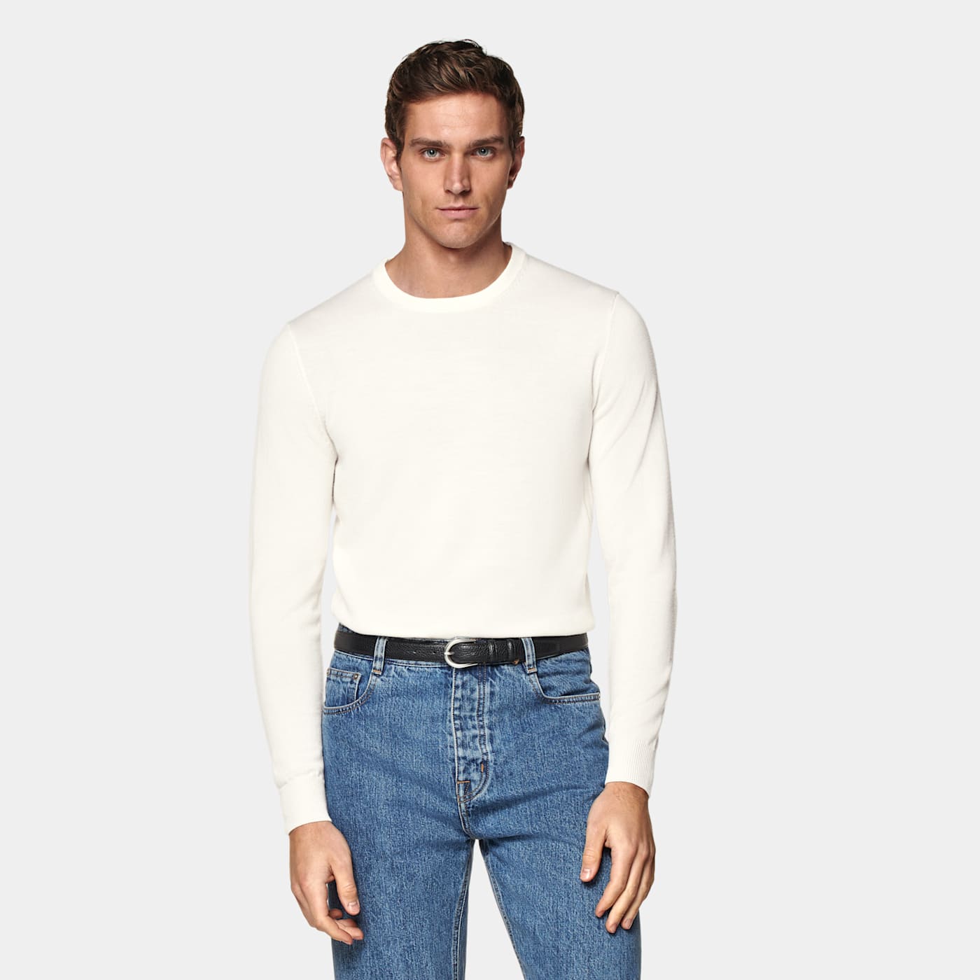 Suitsupply Off-white Merino Crewneck