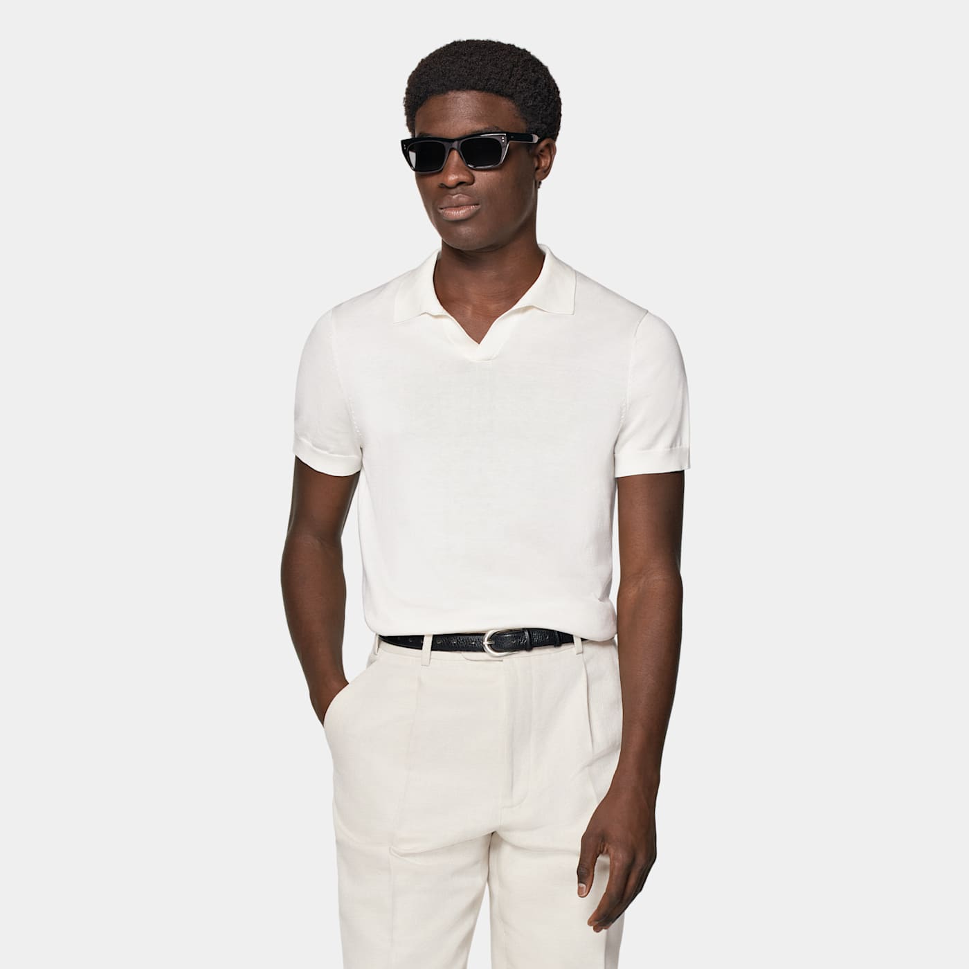Suitsupply Off-white Buttonless Polo Shirt