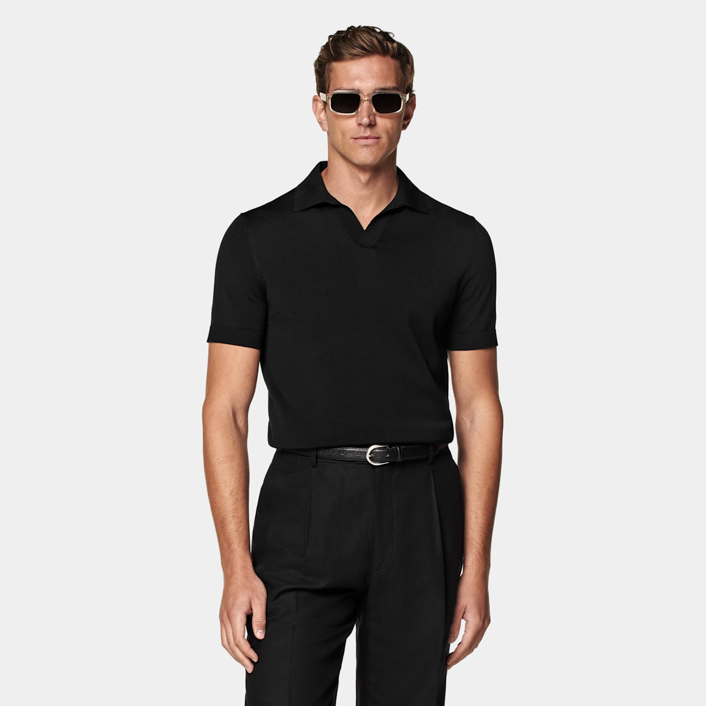 Suitsupply Black Buttonless Polo