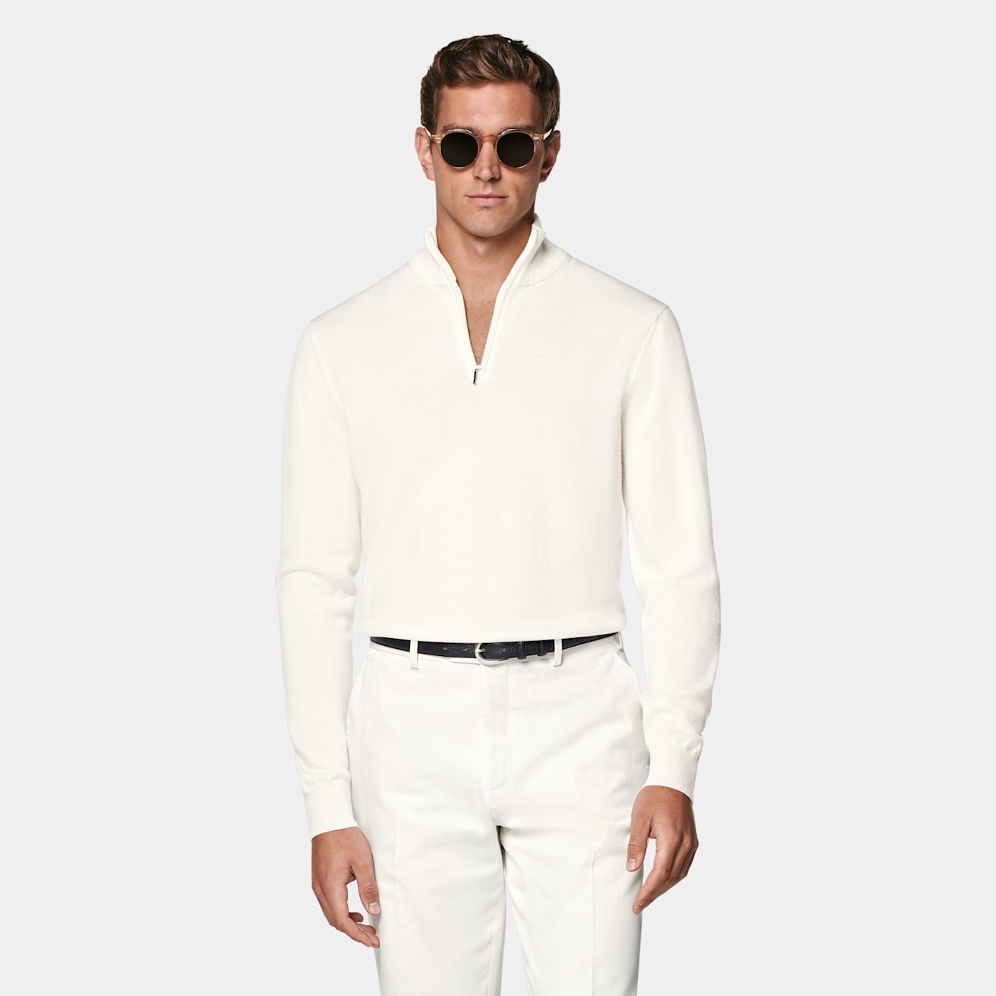 Suitsupply Off-white Merino Half Zip
