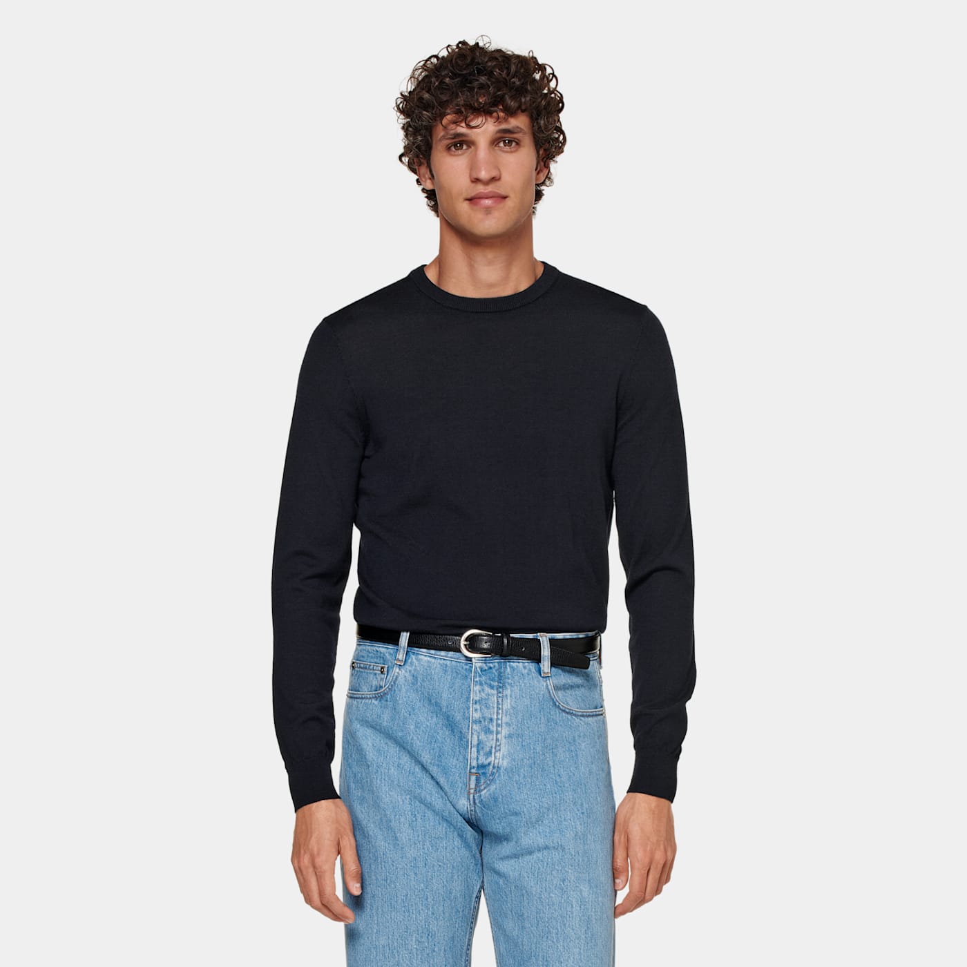 Suitsupply Navy Crewneck In Black