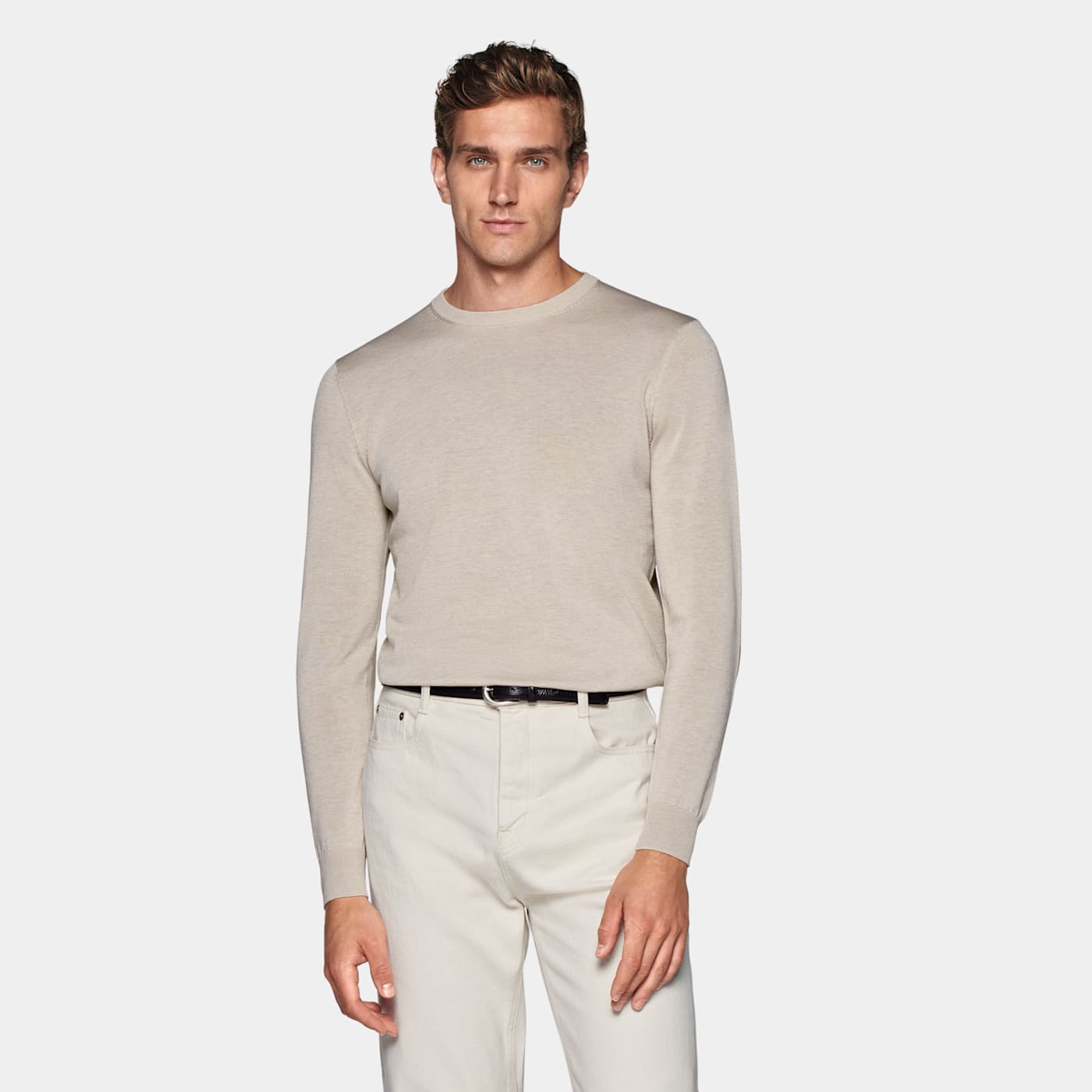 Suitsupply Sand Crewneck In Neutral