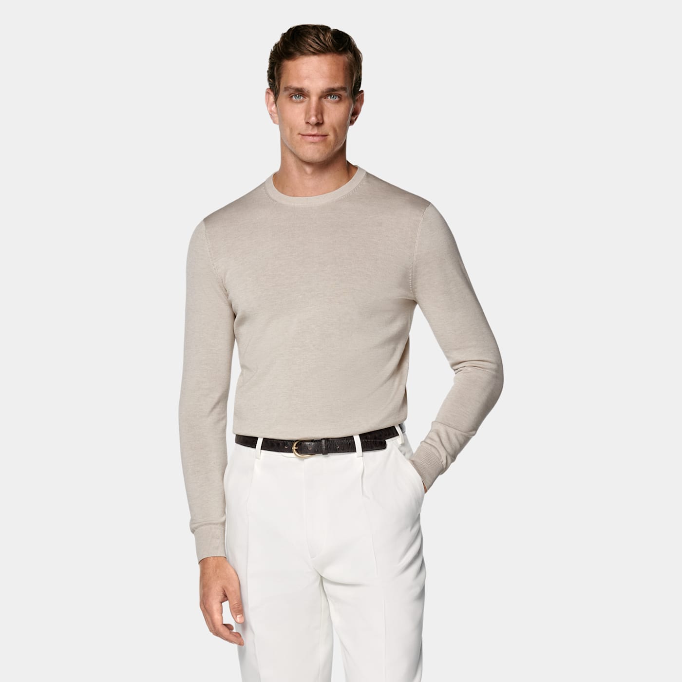 Suitsupply Sand Crewneck In Neutral