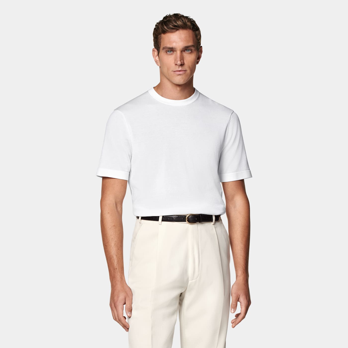 Suitsupply T-shirt Col Rond Blanc