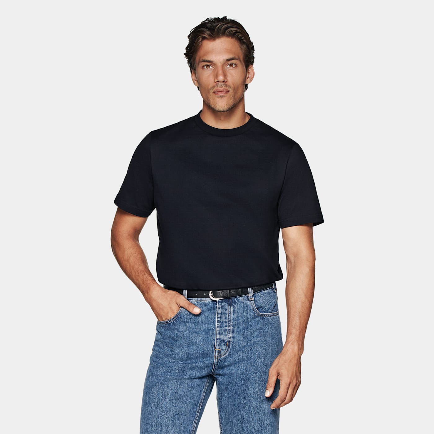 Suitsupply Navy Crewneck T-shirt In Blue
