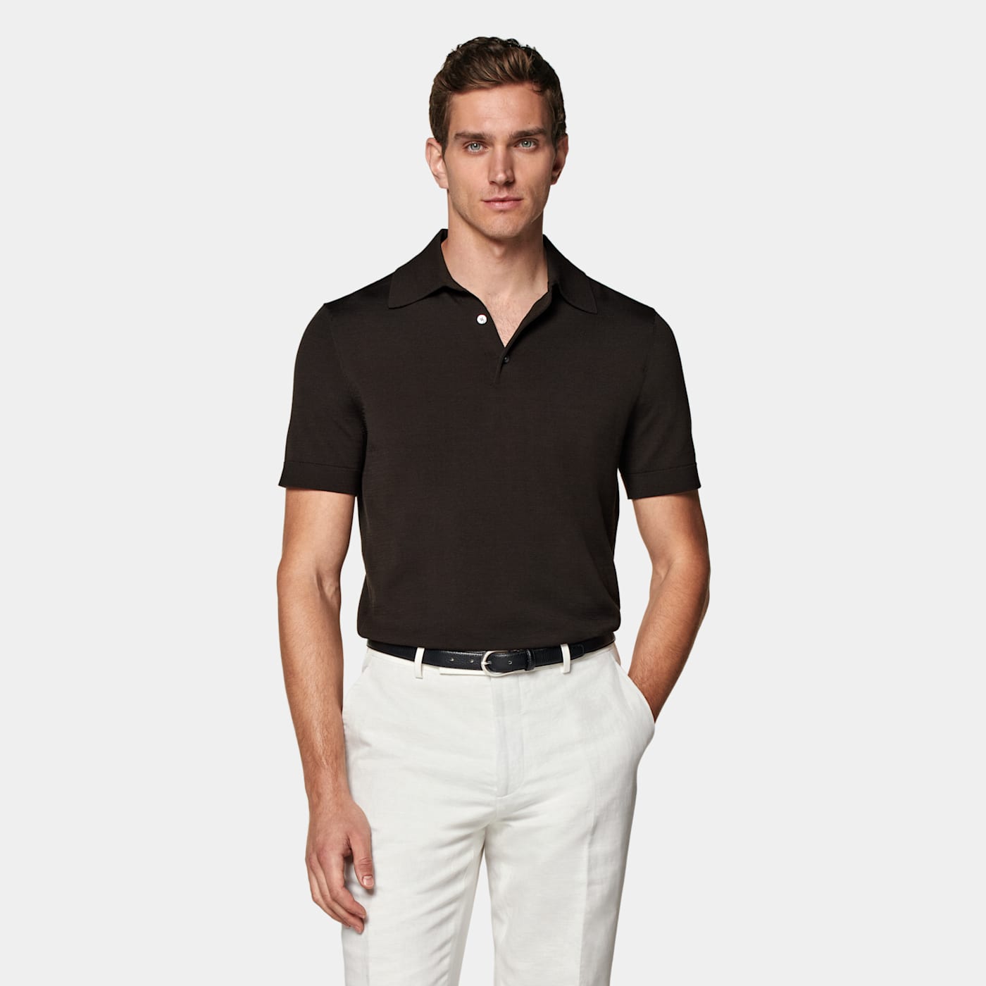 Suitsupply Dark Brown Polo Shirt In Black