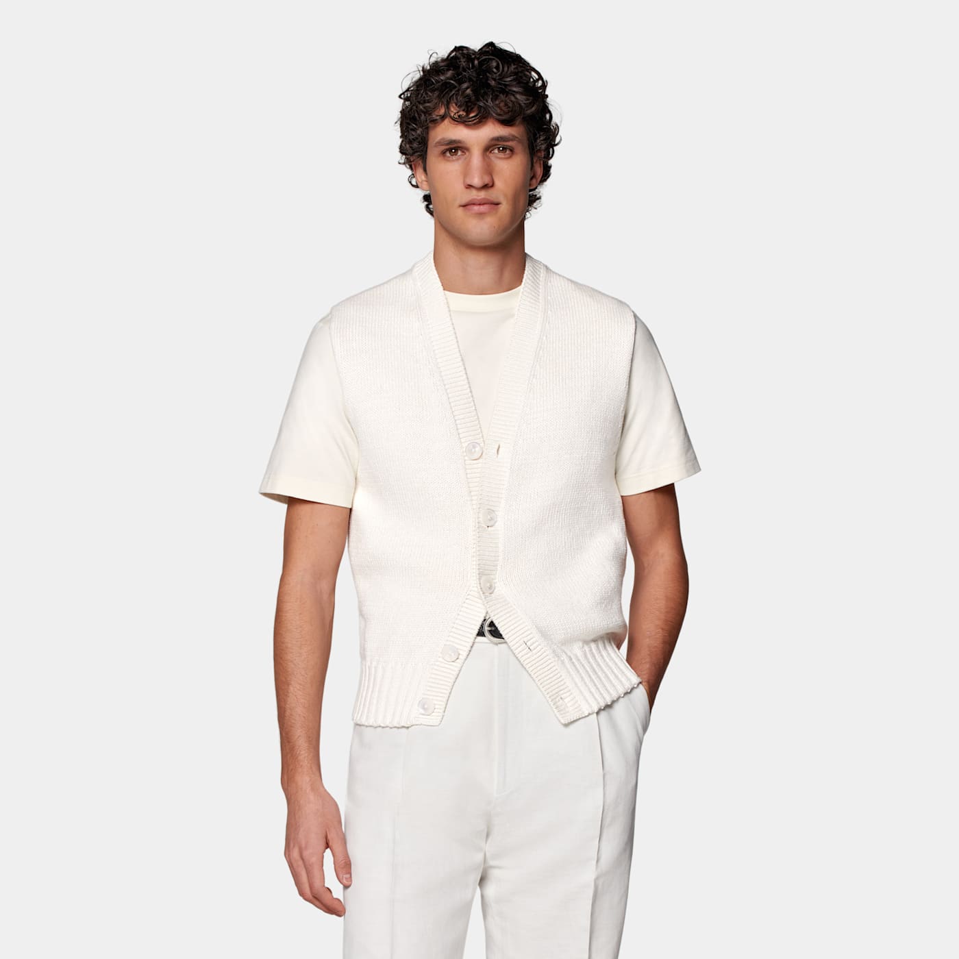 Suitsupply Off-white Sleeveless Cardigan