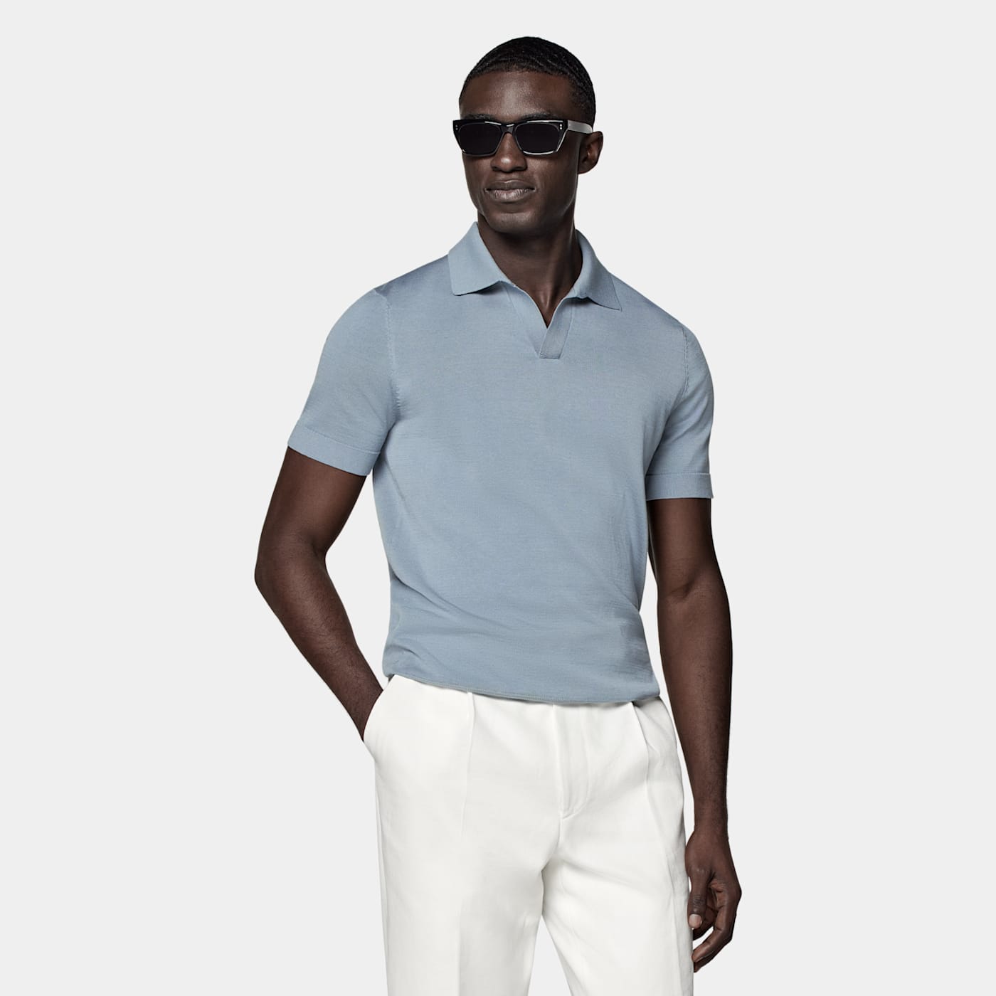 Suitsupply Light Blue Buttonless Polo