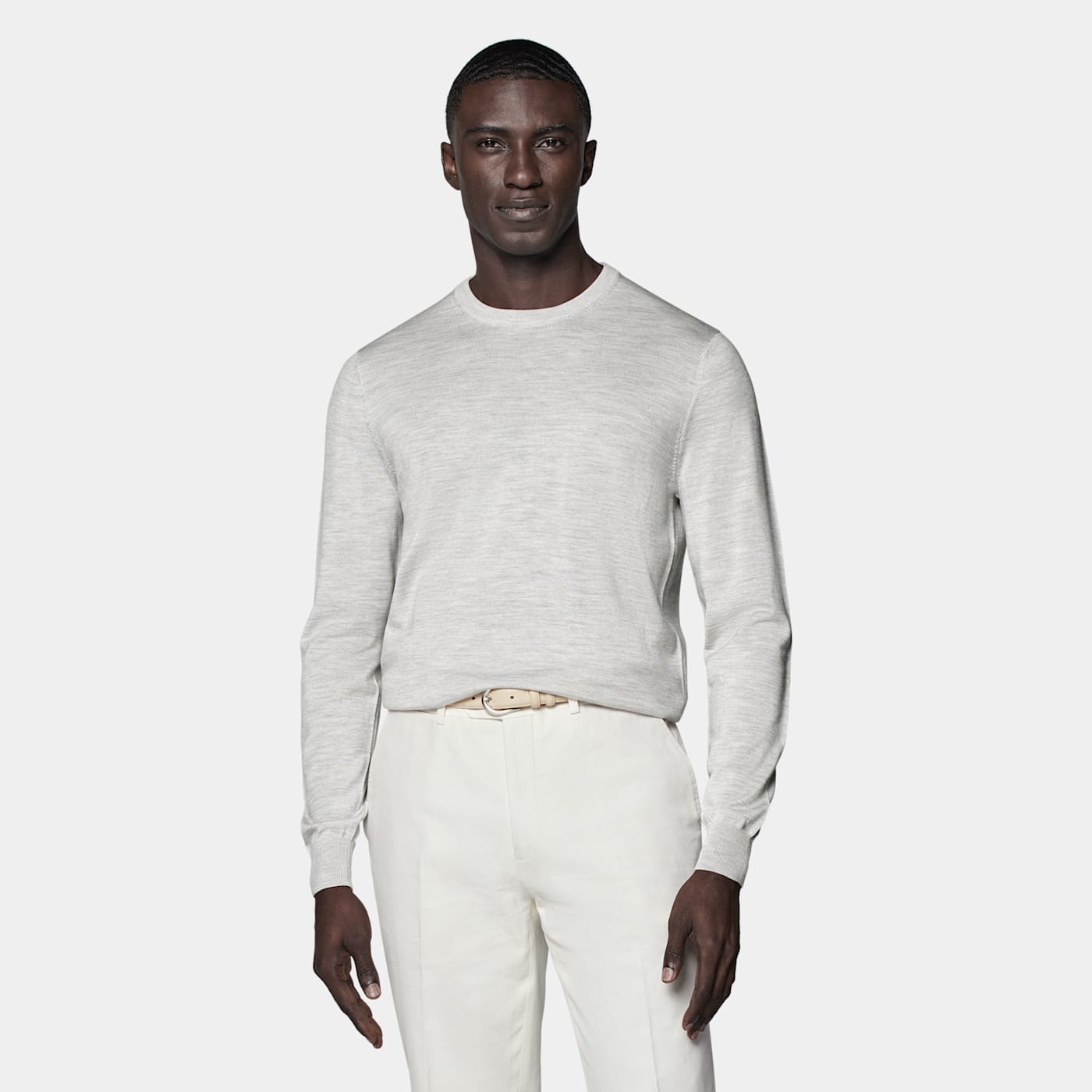 Suitsupply Light Grey Crewneck In Neutral