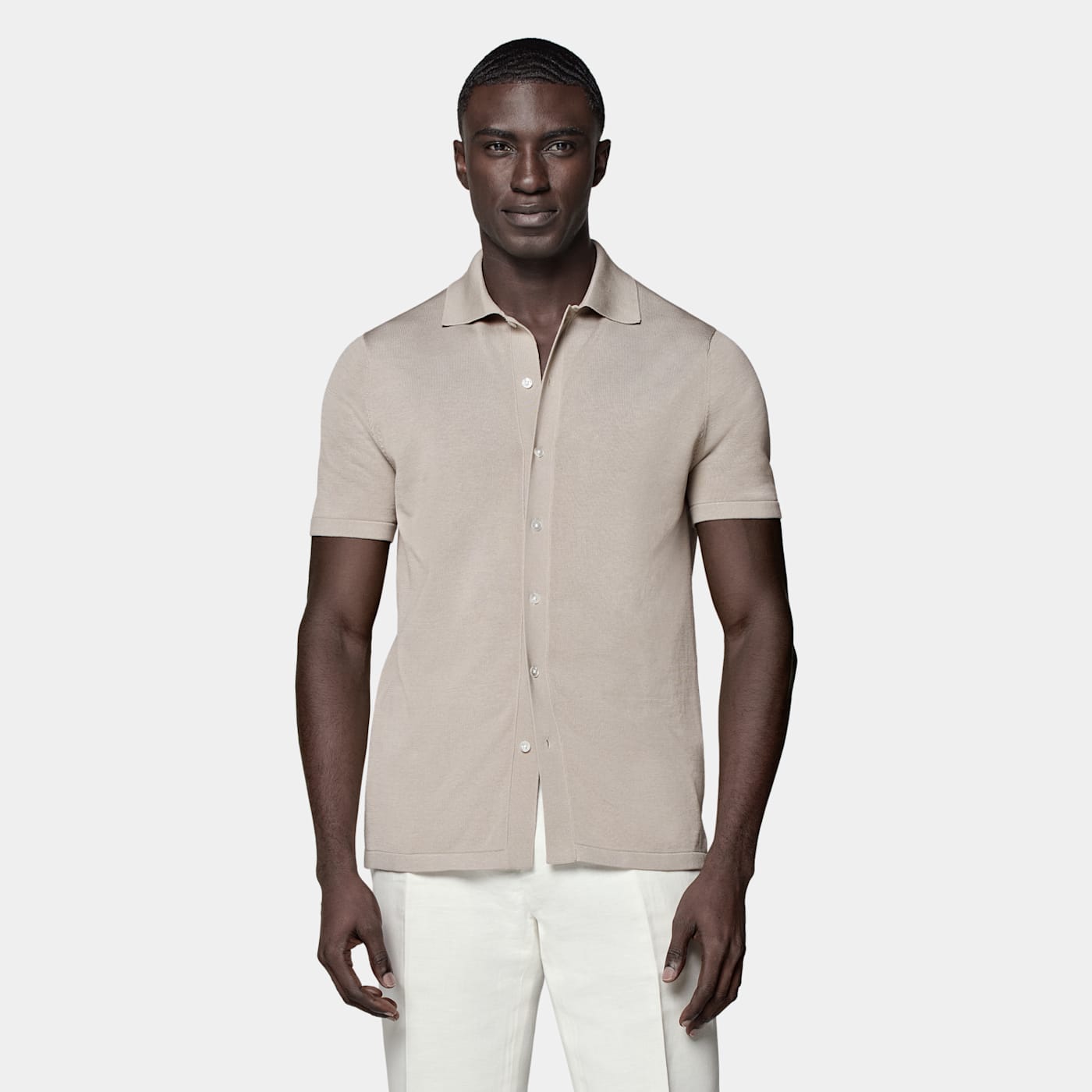 Shop Suitsupply Light Taupe Polo Cardigan